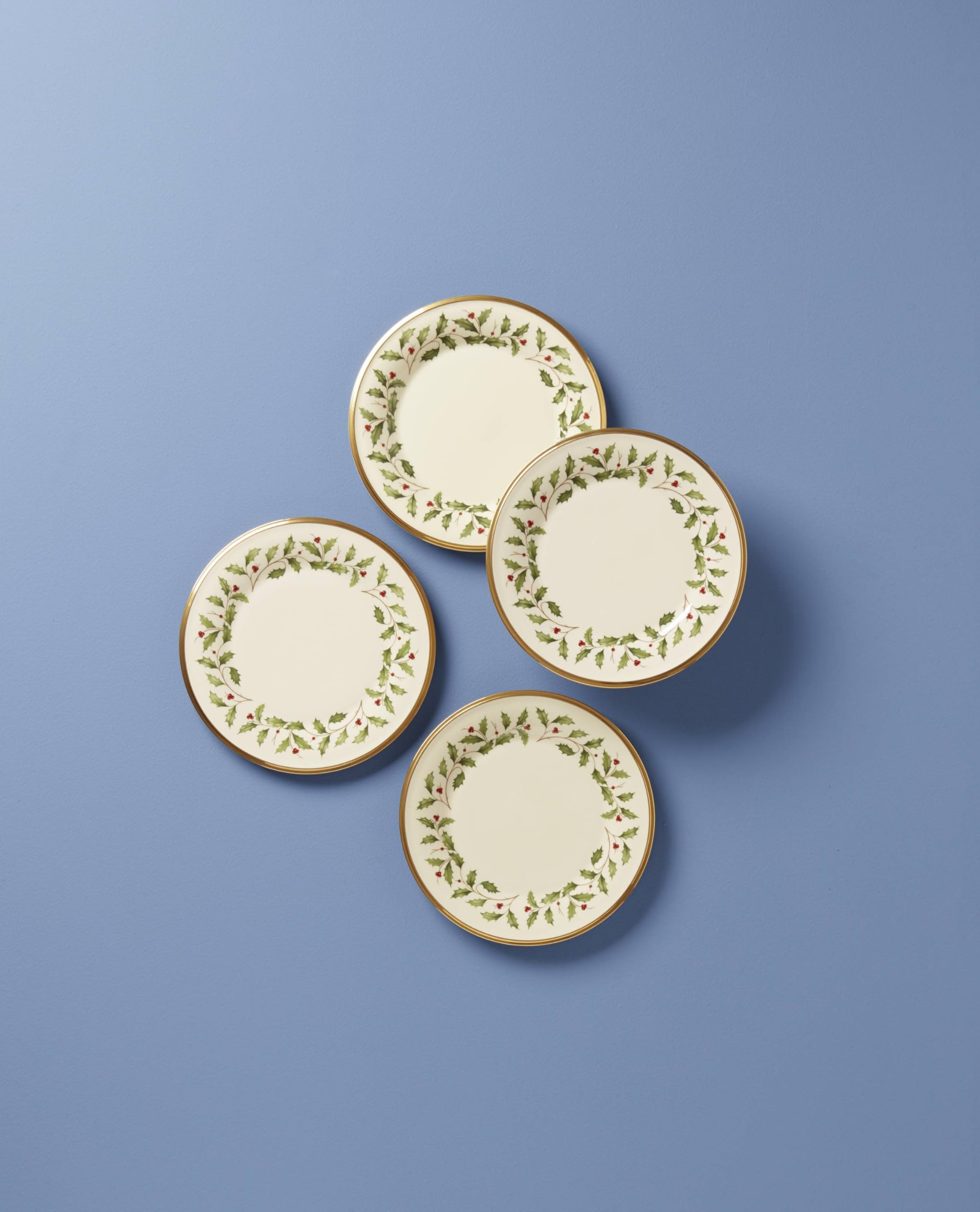 Lenox Holiday Porcelain Christmas Salad Plate Set for 4