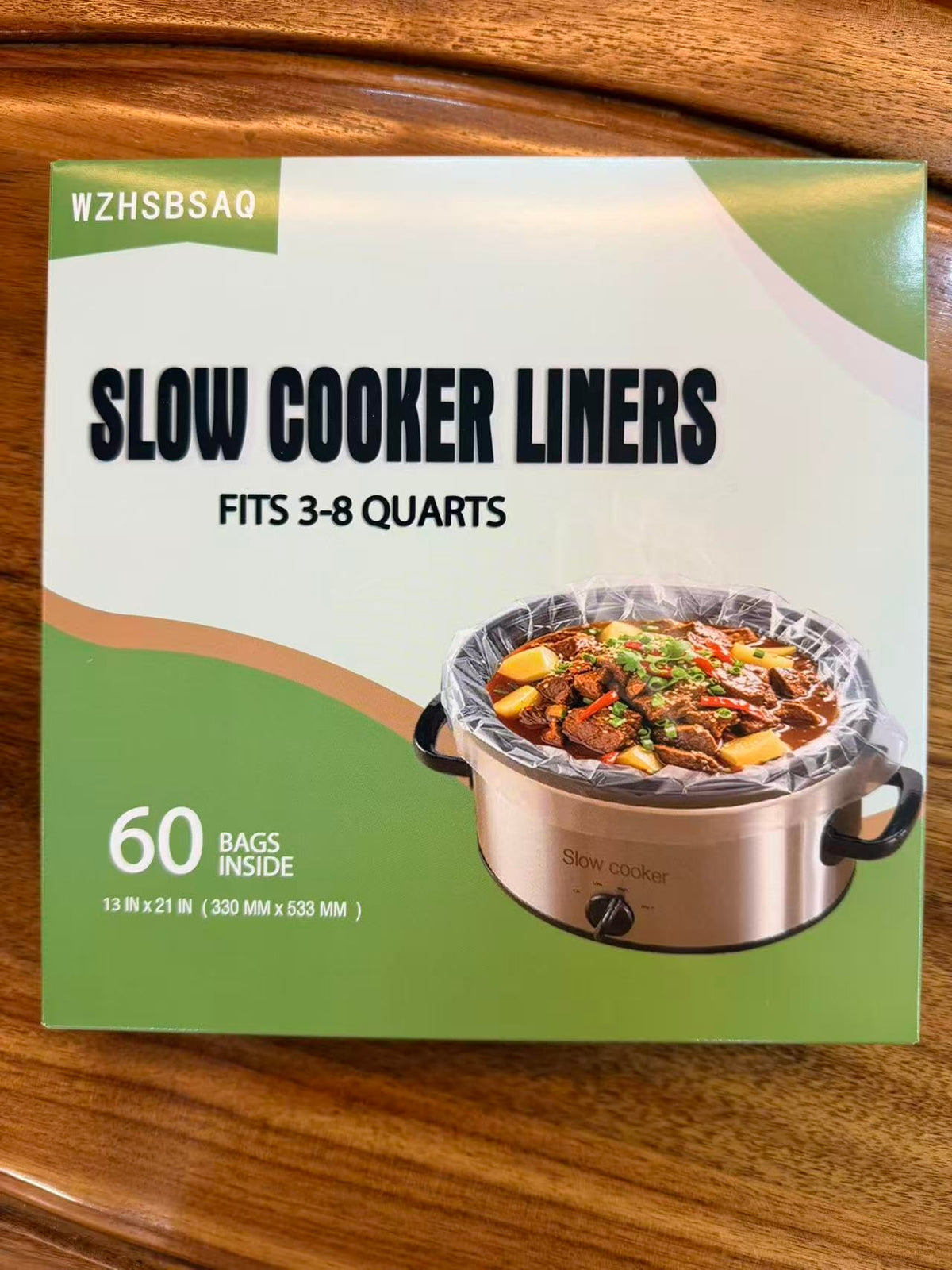 WZHSBSAQ Slow Cooker Liners, 60 Cooking Bags, Large Disposable Pot Liner Plastic Bags for 3QT to 8QT Slow Cookers, 13 in. x 21 in.