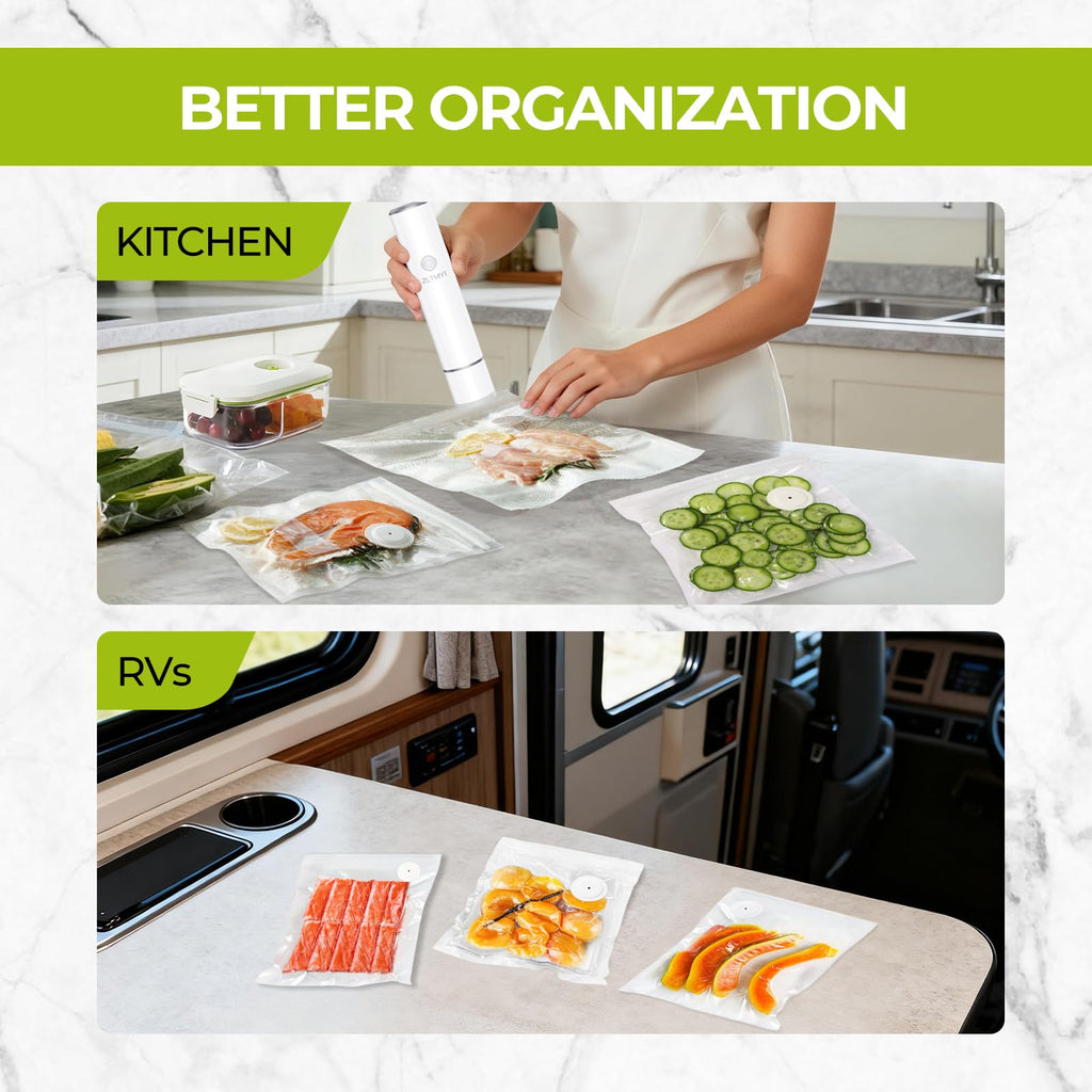 ZLTMYI Reusable Vacuum Sealer Bags for Food, 30 BPA-Free Food Storage Bags
