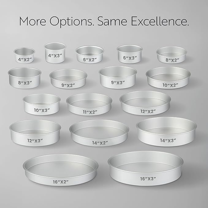 Restaurantware-Met Lux 10 x 2 Inch Straight-Sided Baking Tins, 12 Round Cake Pans - Oven-Ready, Freezable, Anodized Aluminum Round Baking Pans, Greaseproof, For Layer Birthday Cakes