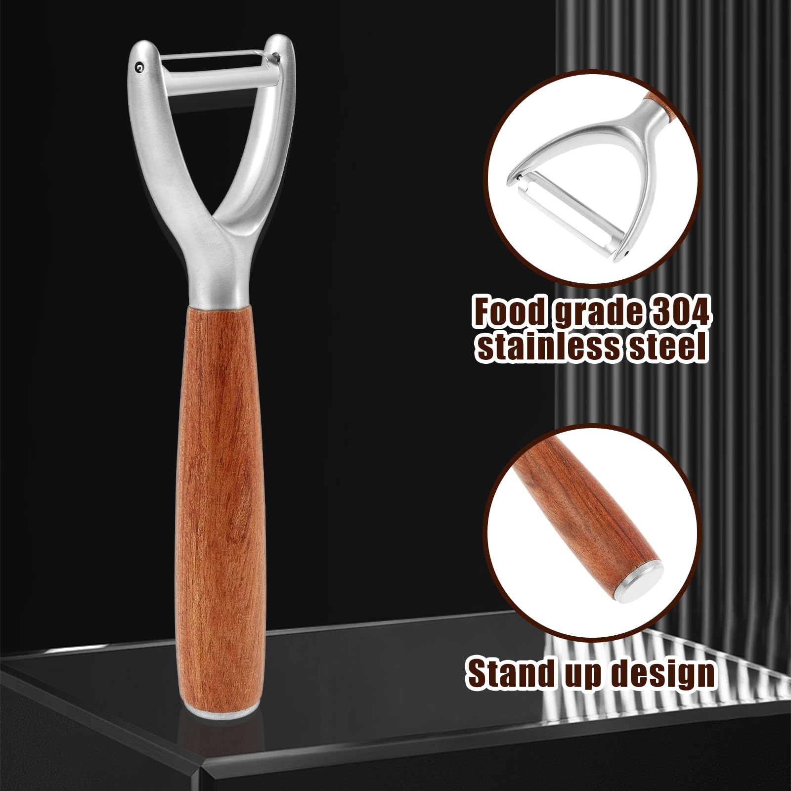5Pc Kitchen Ultra Vegetable Peeler,Easy To Use Y-Peeler With All Wood Handle,Rotatable Blade,10 Year Rust Free Stainless Steel,Anti Slip Ergonomic Design,Suitable For Carrots, Fruits,Vegetables
