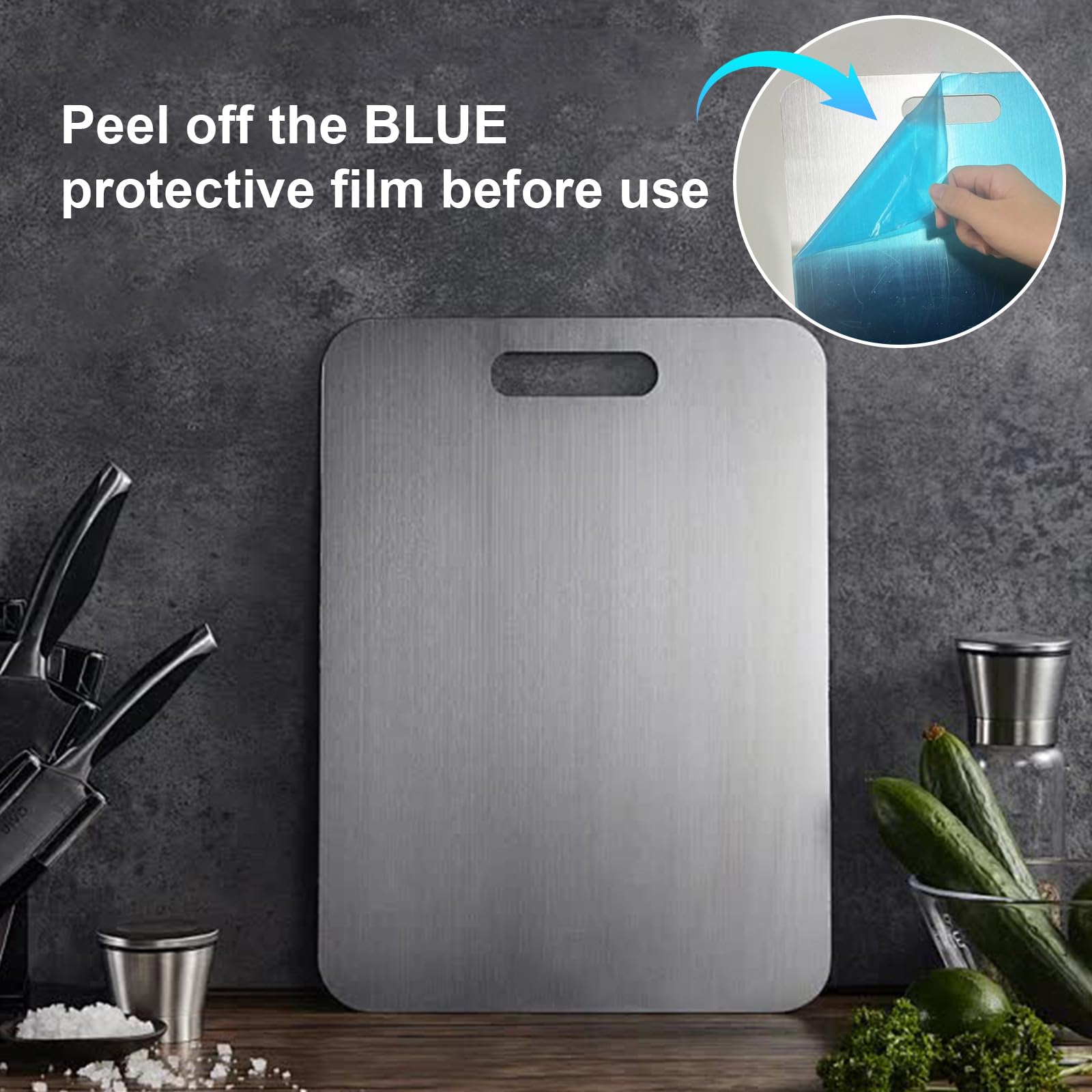 Katori Titanium Cutting Board,100% Pure Titanium Cutting Boards for Kitchen Non Toxic,Double Sided Dishwasher Safe Cutting Board for Meat,Fruits and Vegetables,Easy To Clean(1PC-L:15.35 * 11.02)