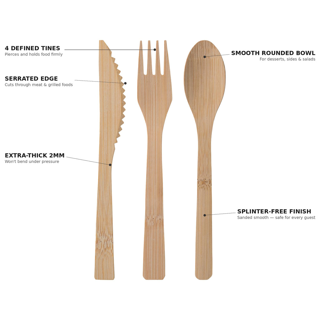 2 ZEBRAZ Bamboo Spoons 300 Count - Bulk Disposable Utensils Catering