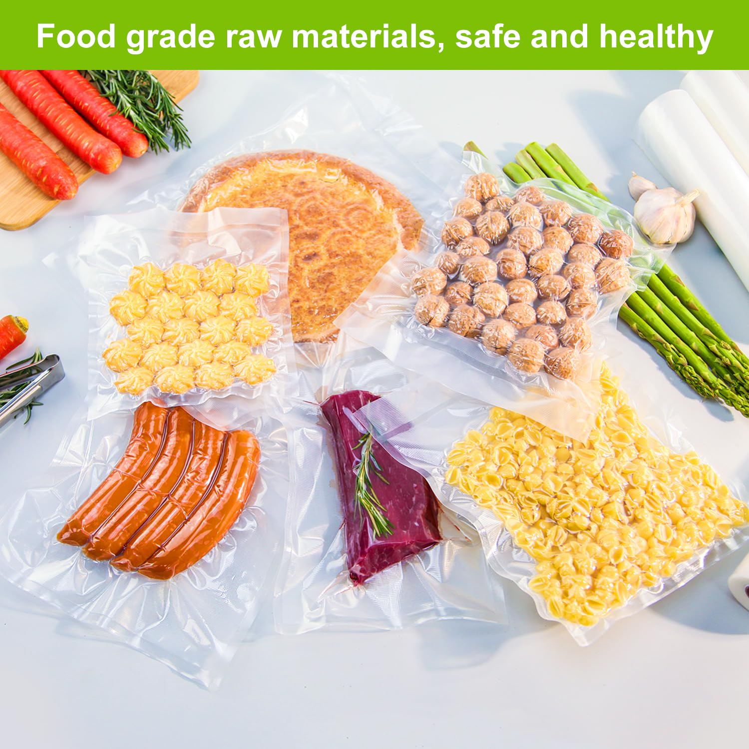 MAGIC SEAL Vacuum Sealer Bags, 3 Rolls 12’’ x 16.4’ Commercial Grade Textured Vacuum Seal Bags for Food Storage, Sous Vide and Meal Prep, Heavy Duty BPA Free