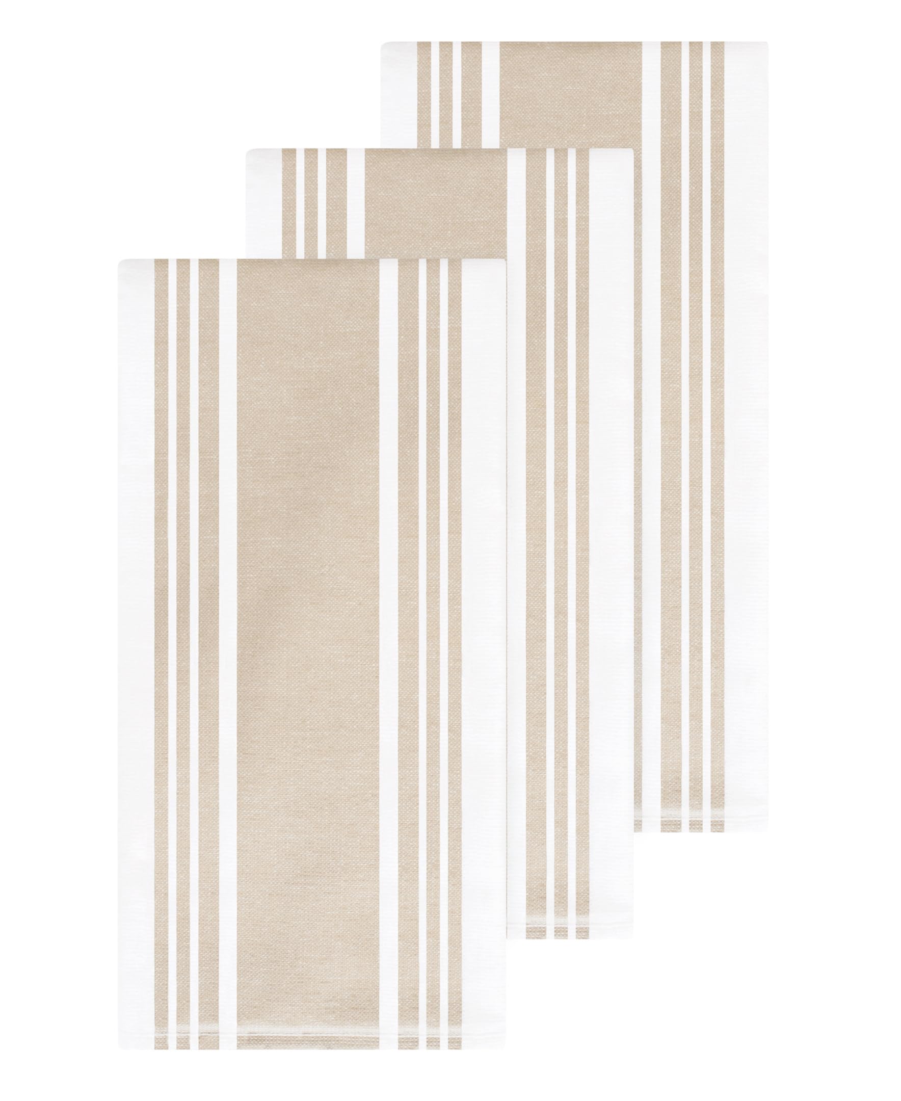 All-Clad Dual-Purpose Kitchen Towels: Highly Absorbent - 100% Cotton, 17"x30" Dish Towels for Cleaning & Drying Dishes & Glassware, 3-Pack, Cappuccino