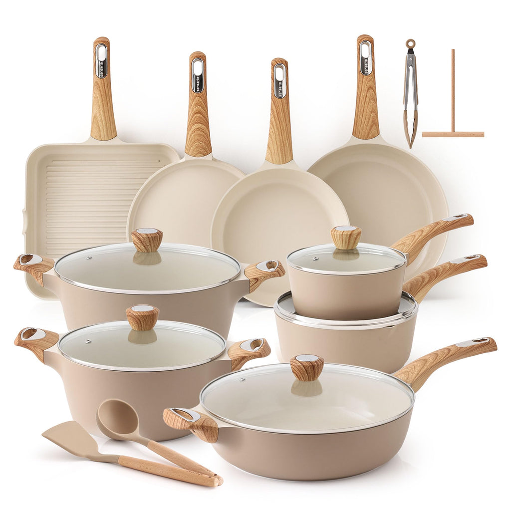 SENSARTE Ceramic Cookware Sets, Pots and Pans Set Non stick, Non toxic Healthy Induction Cookware, 26 Pcs Nonstick Kitchen Cooking Set, w/Frying Pans Set, Saucepans Set