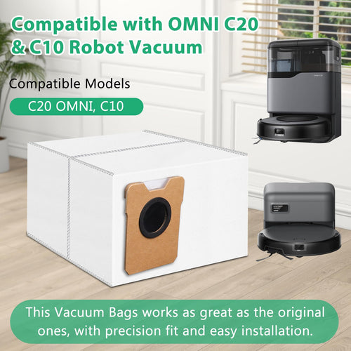 12 Pack Dust Bags Compatible with Eufy Omni C20, C10 Robot Vacuum, 4-Layer Replacement Disposable Bags with Activated Carbon Layer