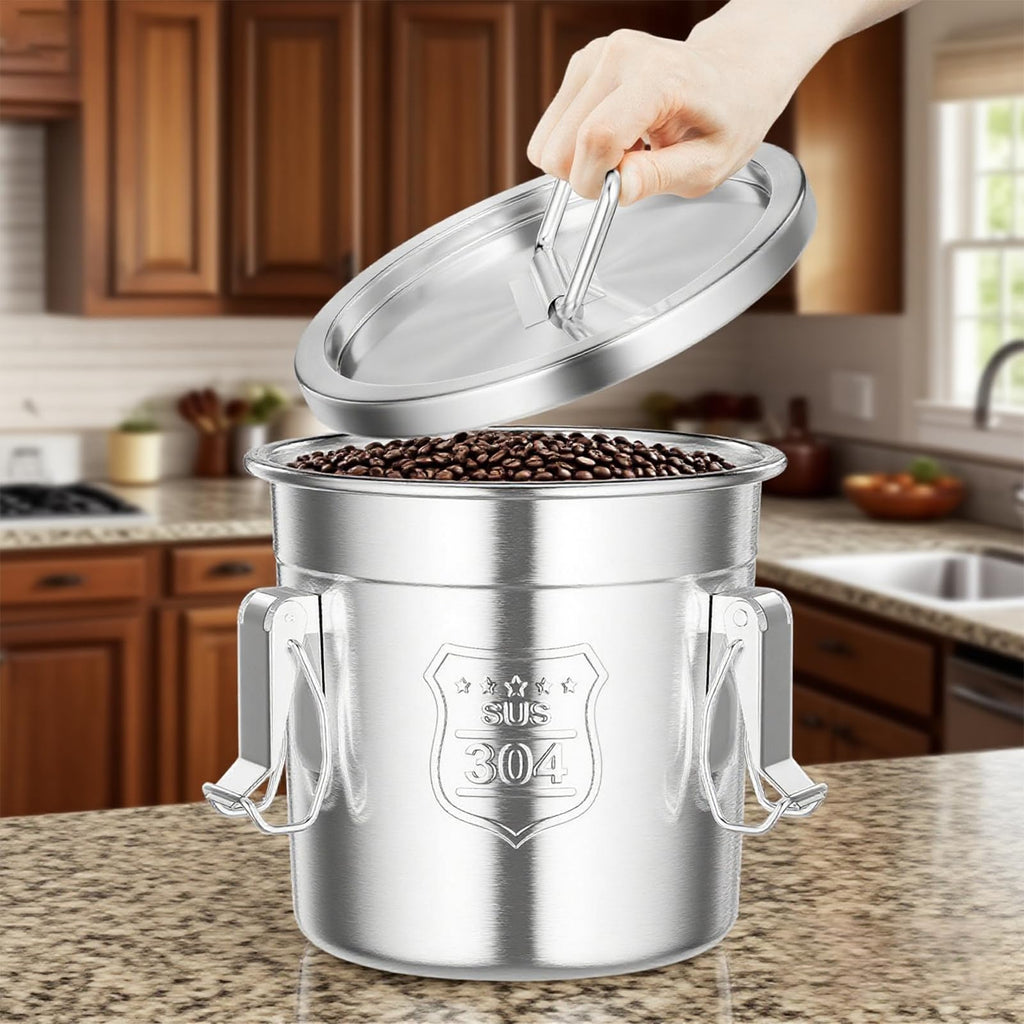 1.6Gal/6L 304 Stainless Steel Food Storage Container with Lid Lock Clips