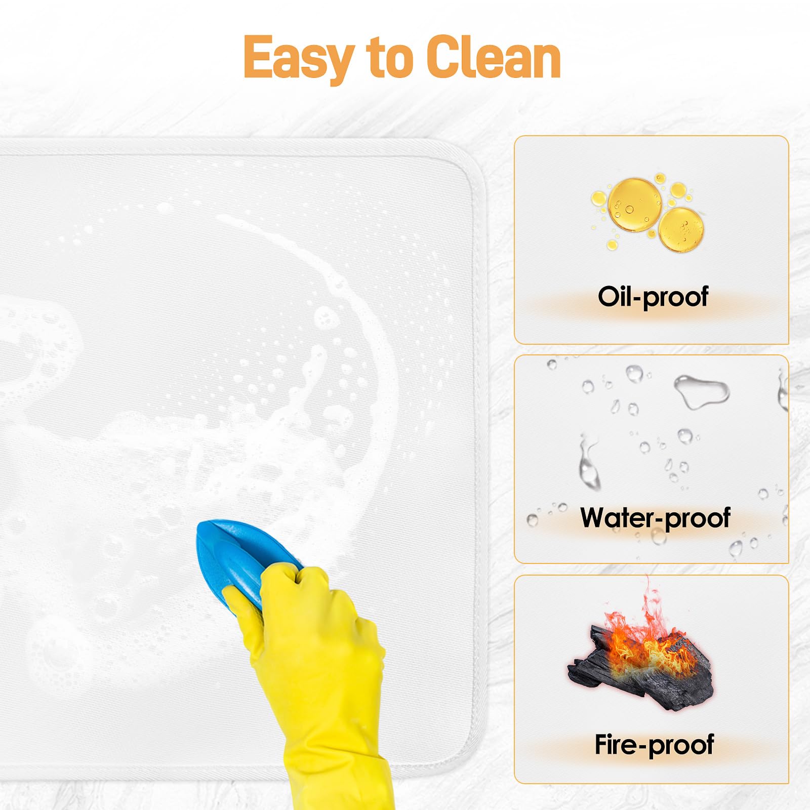 Amerbro 2 PCS Heat Resistant Mats for Countertop Air Fryer, 20x16in, White