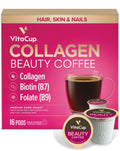 VitaCup Beauty Collagen Medium Dark Roast Coffee Pods, 16ct