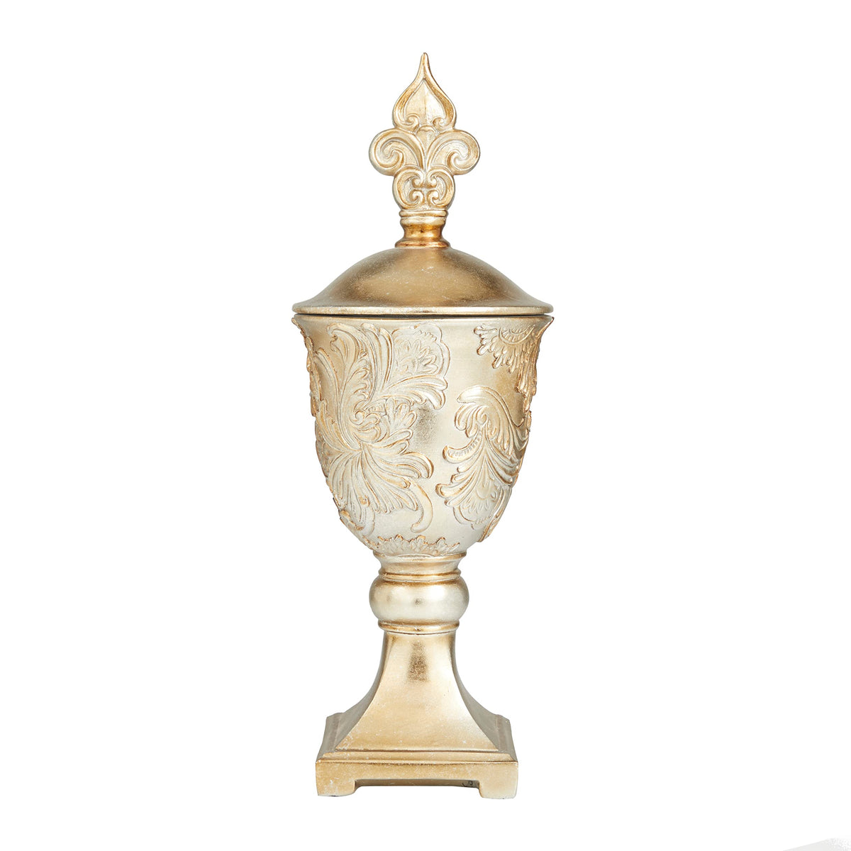Deco 79 Polystone Solid Decorative Jars, 7" x 7" x 19", Gold