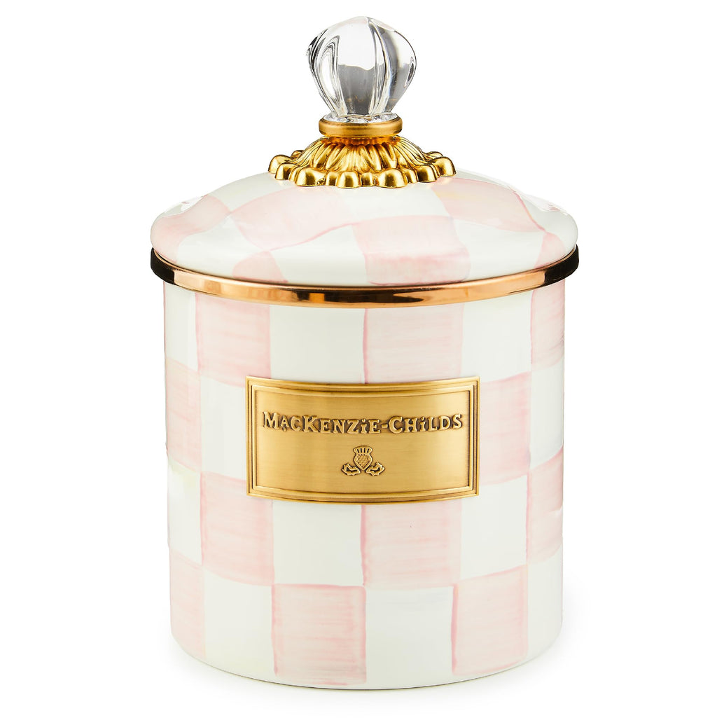 MACKENZIE-CHILDS Enamel Canister, Small, Pink-and-White Rosy Check