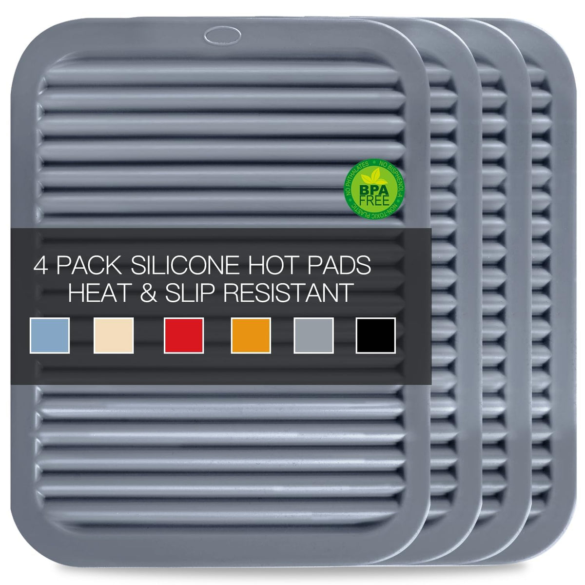 Silicone Trivets for Hot Pots and Pans, 3 Pack Heat Resistant Pot Holders for kitchen Large Silicone Trivet Mat for Hot Dishes, Black Hot Pads for Kitchen Counter, Hot Mats Spoon Rest, 9 * 12 Inches