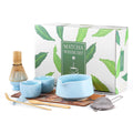 HELPLX Matcha Whisk Set, 10-Piece Japanese Matcha Kit with Bowl, Whisk & Holder, 2 Tea Cups, Bamboo Scoop, Spoon, Sifter, Scoop Rest & Tea Towel – Blue Matcha Tea Set for Ceremony or Daily Use