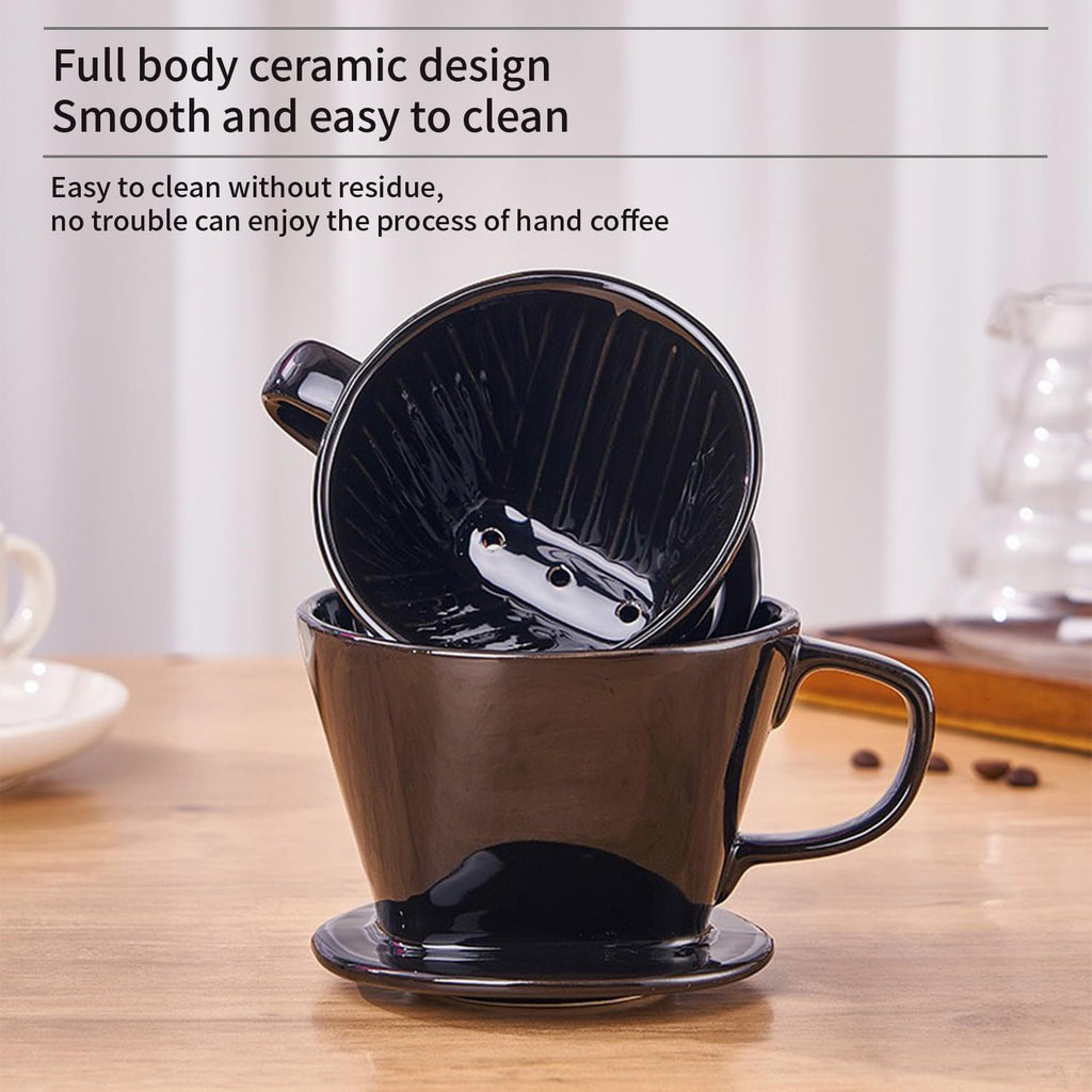 Marirao Pour Over Coffee Maker, Single Cup Coffee Dripper, Manual Porcelain Slow Brewing Accessories for Travel, Camping, Office, Home, Cafe, Coffee Gifts (White, Medium)