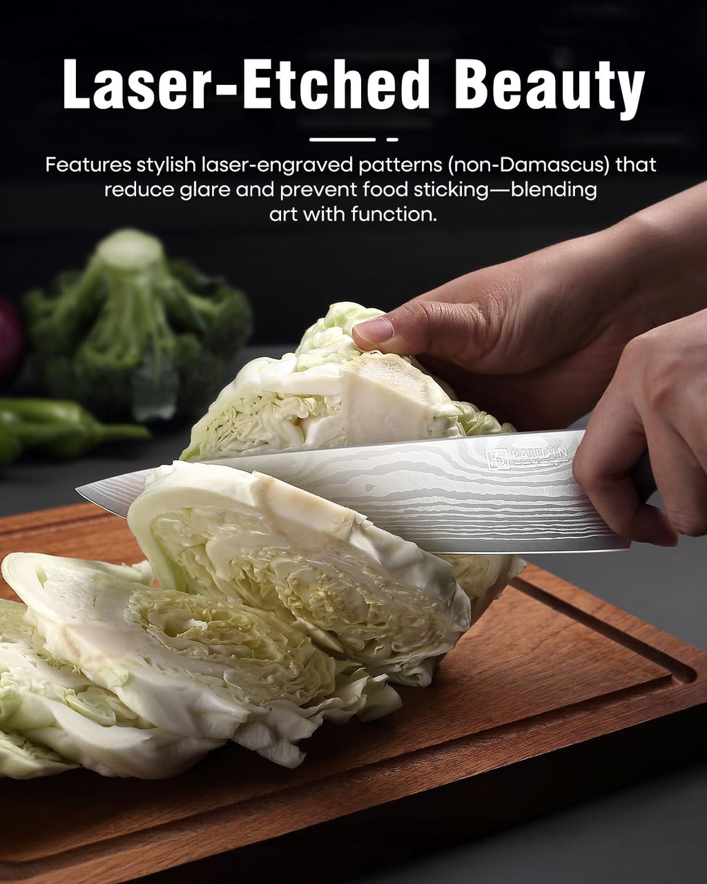 PAUDIN Chef Knife,9 Inch Kitchen Knife for Meat & Vegetables