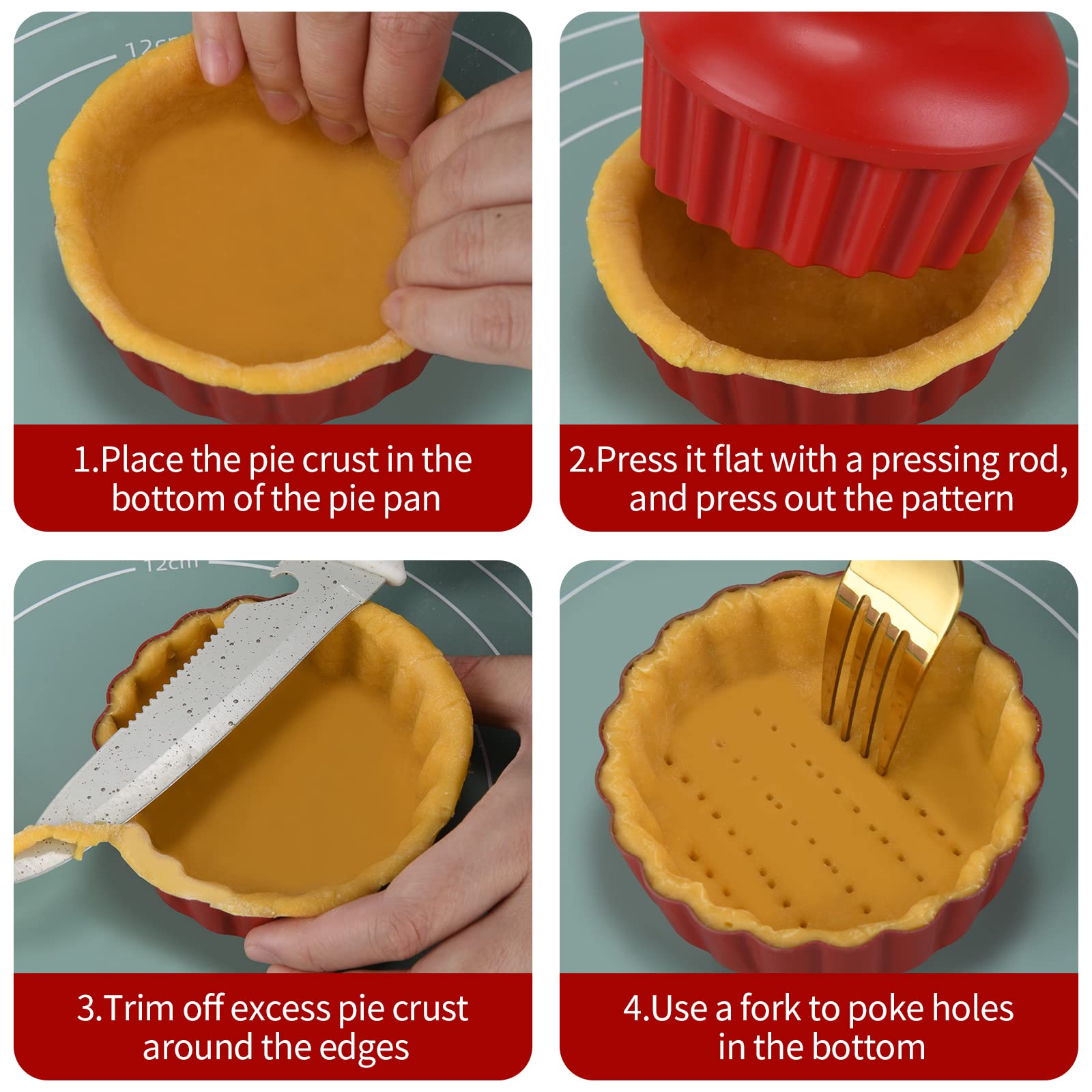 CGGYYZ 3-3/5 Inch Mini Tart Pans with Removable Bottoms, Round Mini Quiche Pans for Baking, Nonstick Cake Pans Set for Pies, Mousse Cakes, Dessert Baking (Red)