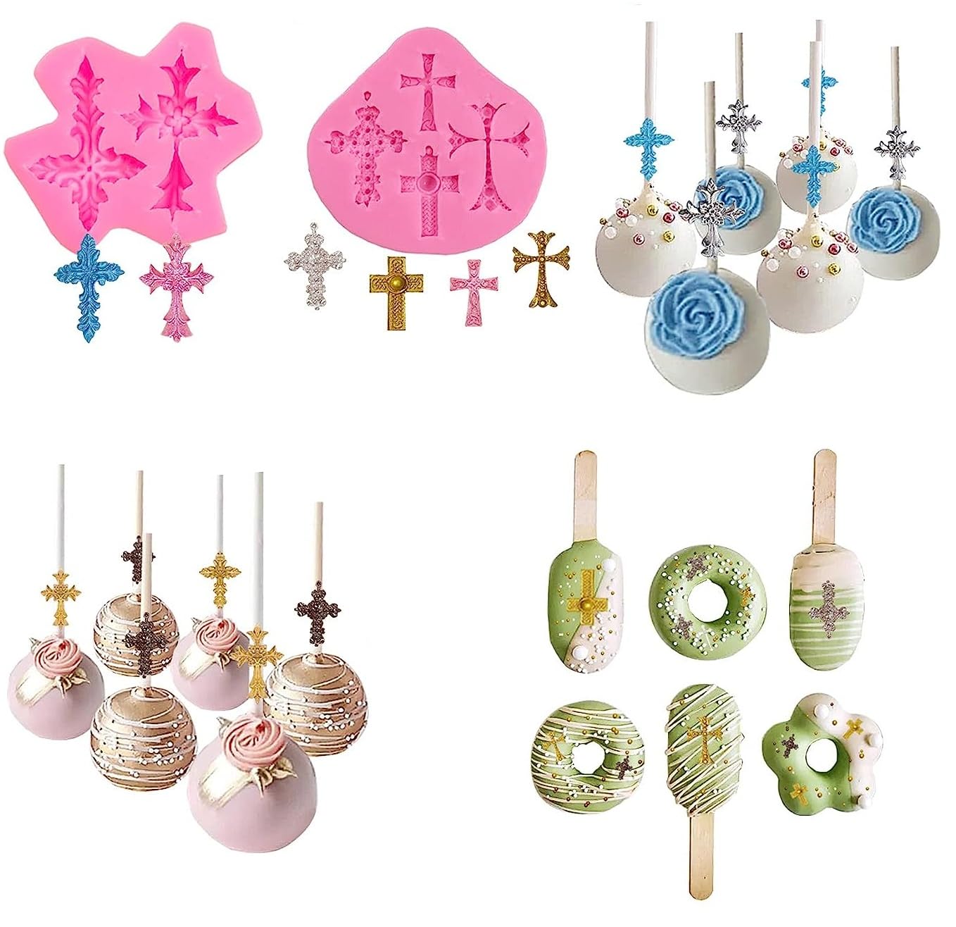 Cross Molds Silicone Fondat Cake Chocolate Mold 2pcs for Baptism Party Supplies