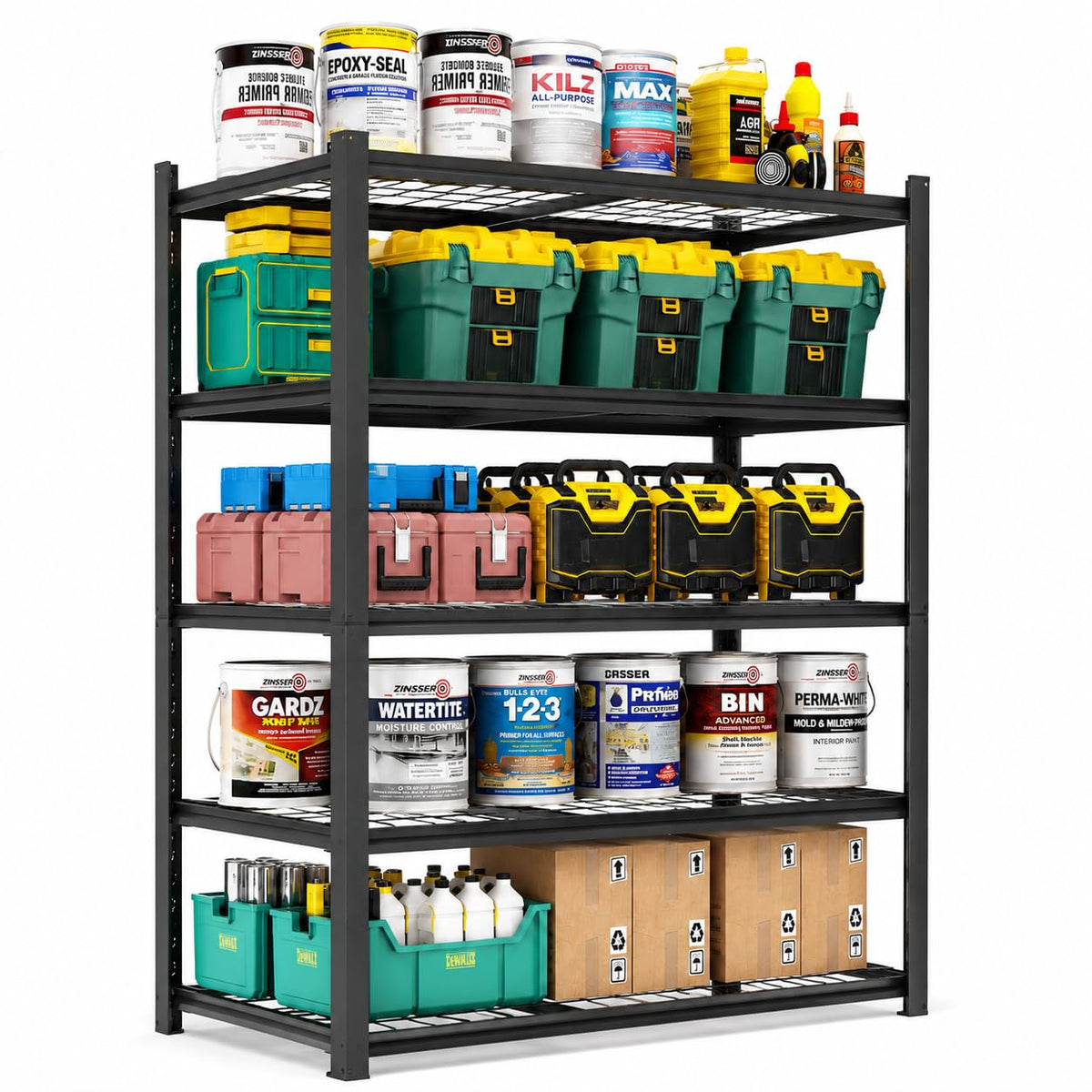 mysteeldepot Heavy Duty 5 Tier Metal Garage Shelving, 72" H × 35" W × 16" D