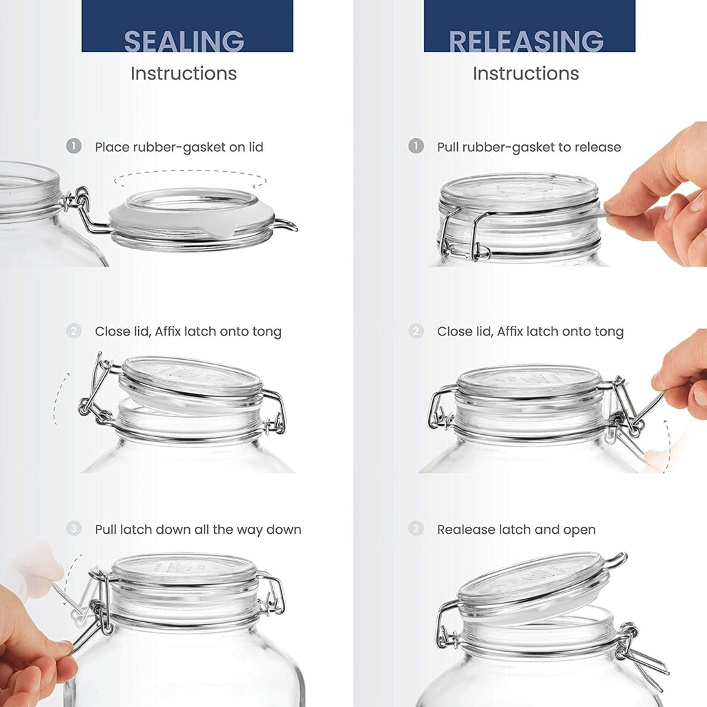 Bormioli Rocco Fido Glass Jars - 17.5 oz Airtight Containers with Clamp Lids & Rubber Seals, BPA-Free Italian Jars for Meal Prep, Overnight Oats, Salads, Smoothies & Healthy Pantry Storage (Set of 2)