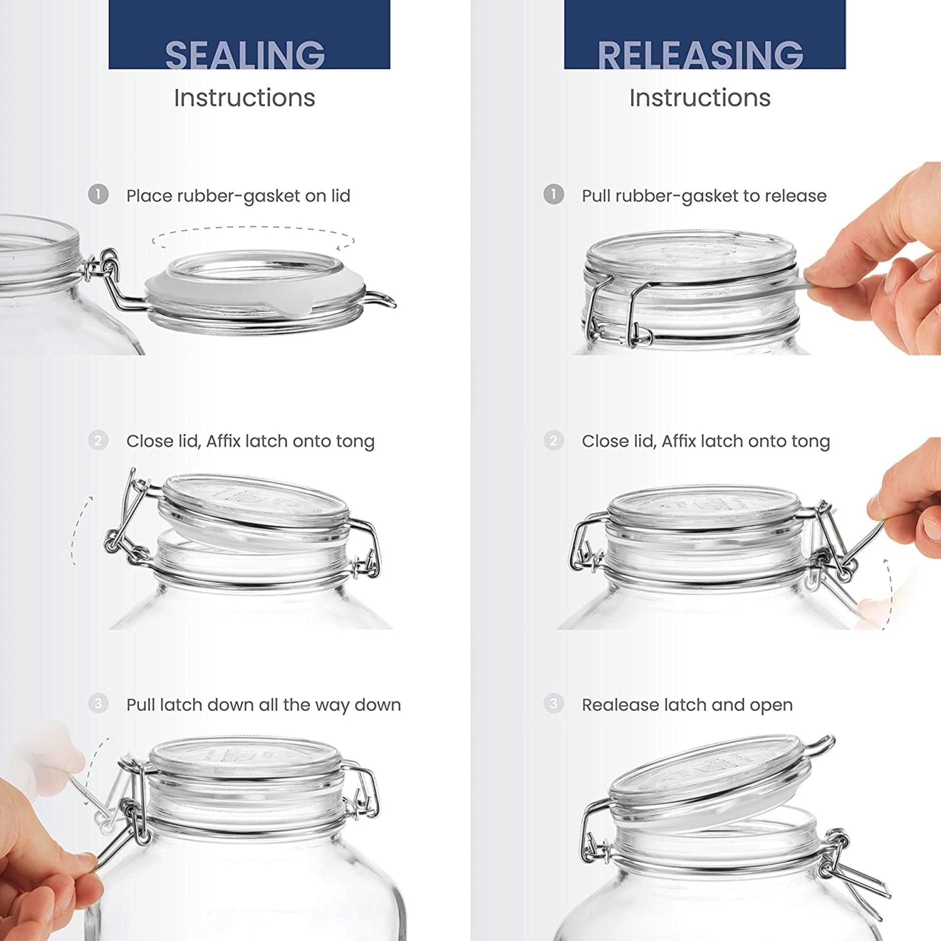 Bormioli Rocco Fido Glass Jars - 17.5 oz Airtight Containers with Clamp Lids & Rubber Seals, BPA-Free Italian Jars for Meal Prep, Overnight Oats, Salads, Smoothies & Healthy Pantry Storage (Set of 2)