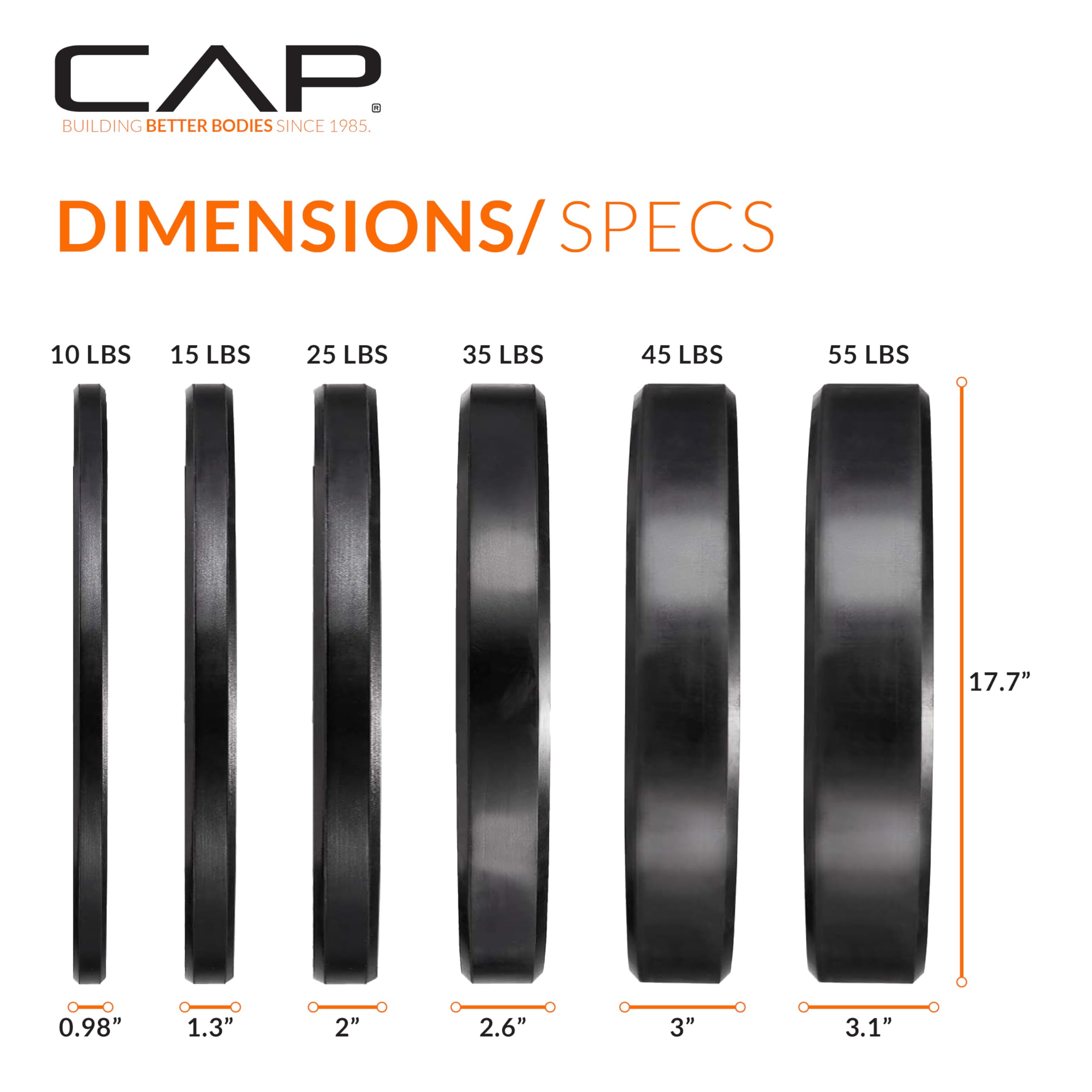 CAP 190lb Elite Olympic Bumper Plate Weight Set