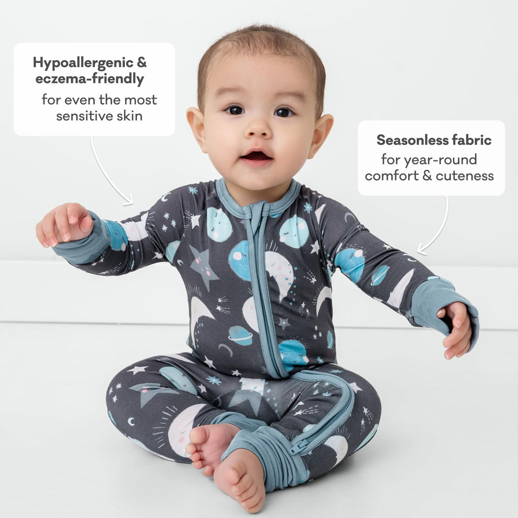 Little Sleepies Baby Pajamas, Blue To the Moon & Back, 6-12M