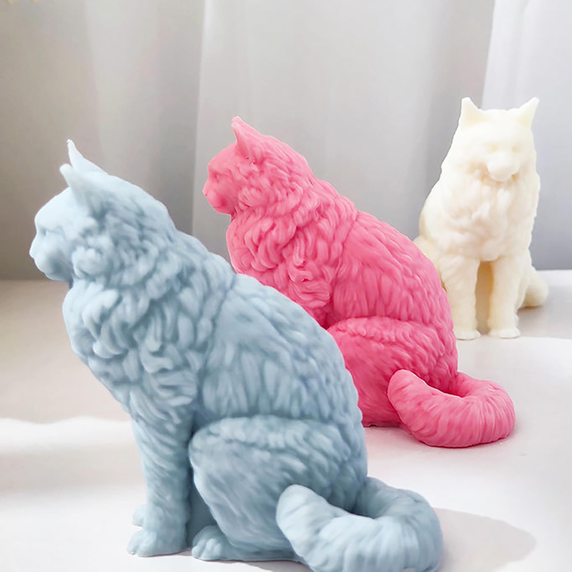 3D Cat Animal Cylinder Candle & Resin Mold - Resin Casting Silicone Molds for Home Decor & Candle Making Wave Spiral Mold