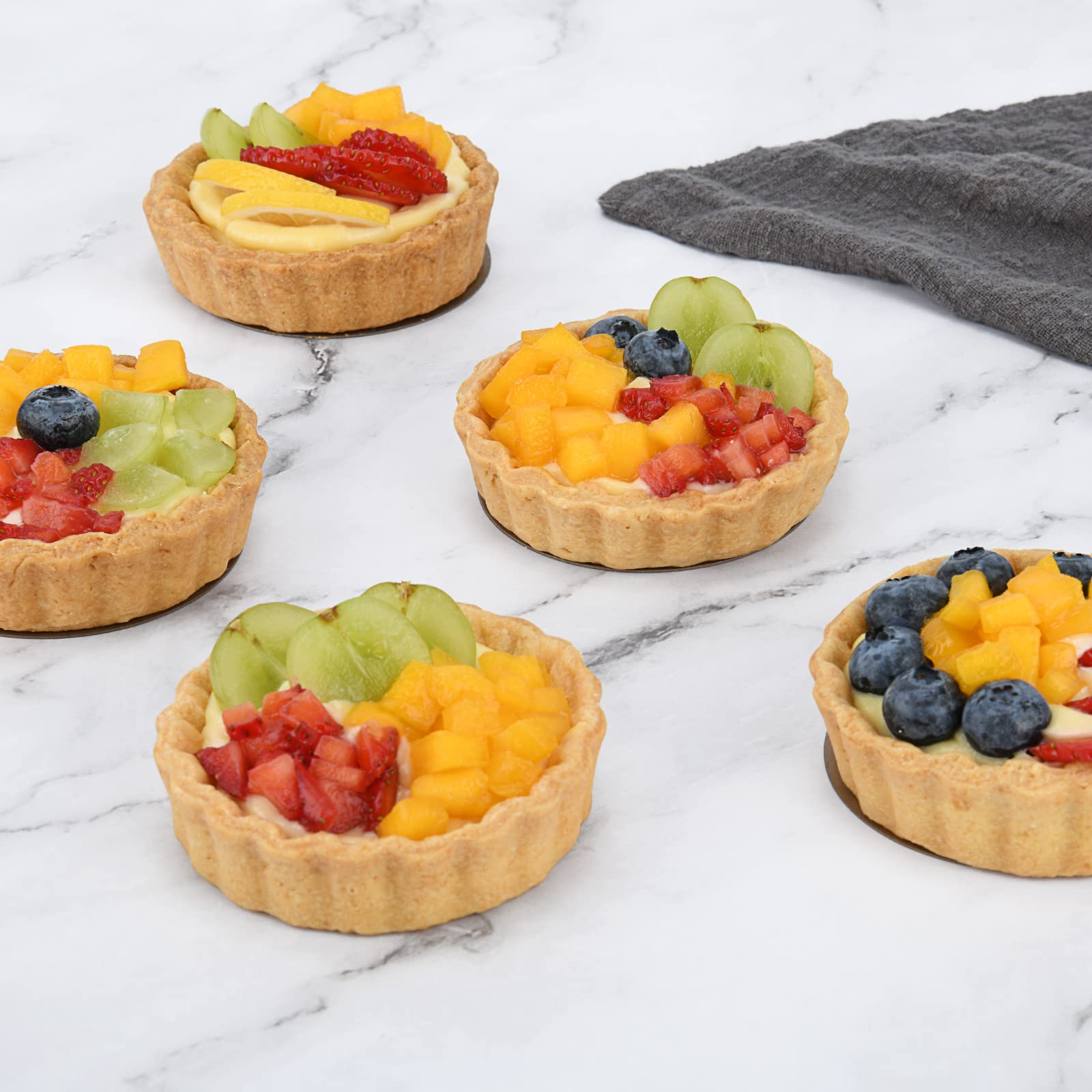 CGGYYZ 3-3/5 Inch Mini Tart Pans with Removable Bottoms, Round Mini Quiche Pans for Baking, Nonstick Cake Pans Set for Pies, Mousse Cakes, Dessert Baking (Red)