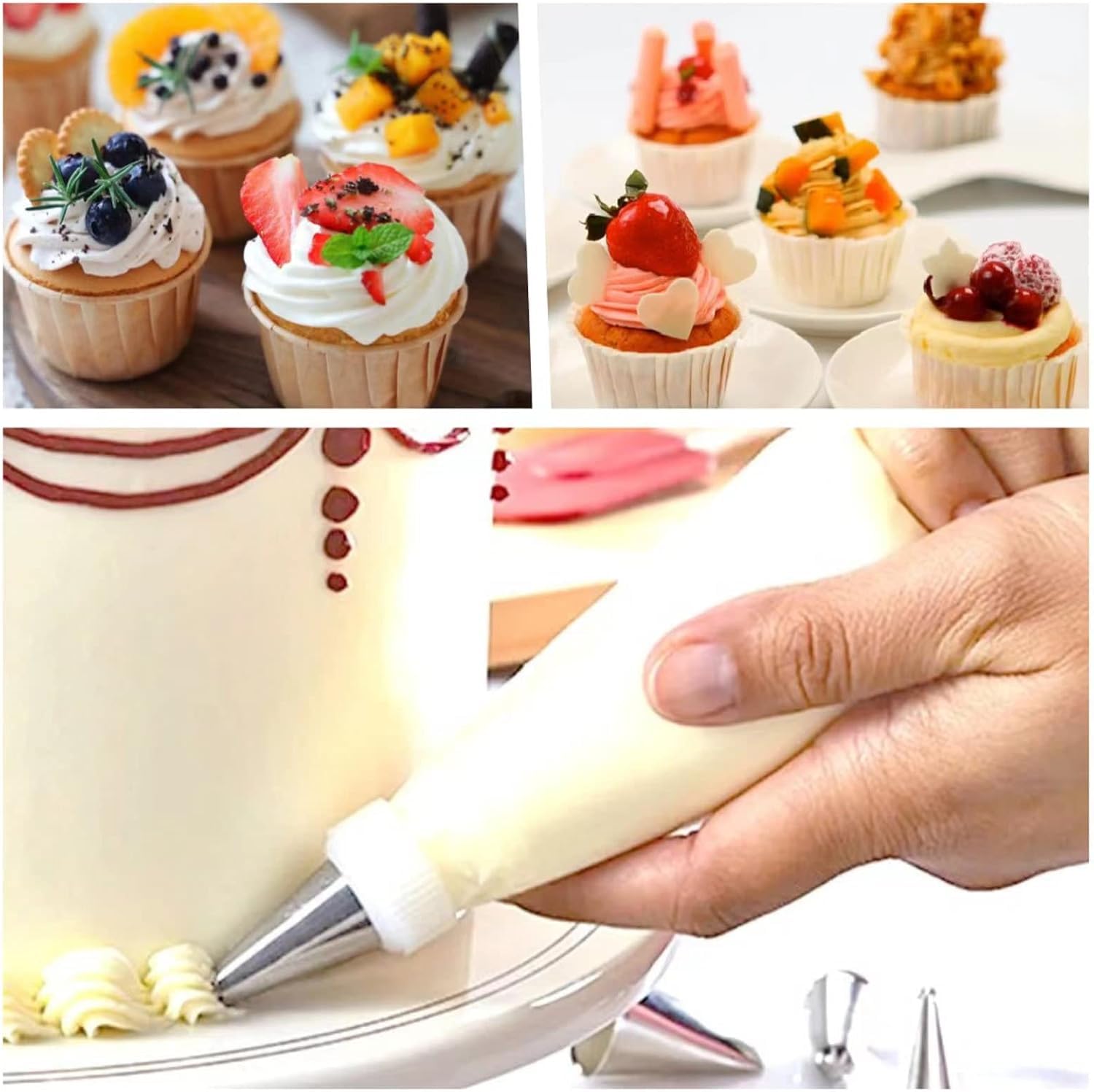 20 Inch icing bags Disposable, AMBESTAR 200 Pcs Large Pastry Bags Disposable, Thick Plastic Non-Slip Anti-Burst Cake Decorating Bag for Frosting Decorating Cake Cupcake Cookie, Easy to Squeeze
