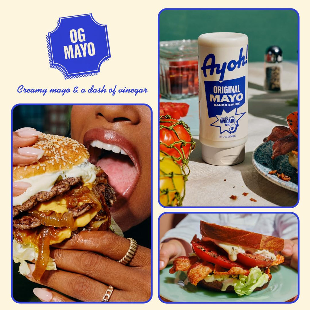 Ayoh Foods, Mayo Gone Wild, Made by Molly Baz - Easy to Squeeze, Perfect for; Sandwiches, Burgers, Fries, Nuggets, Wraps & Dips (2 Pack, Original Mayo)