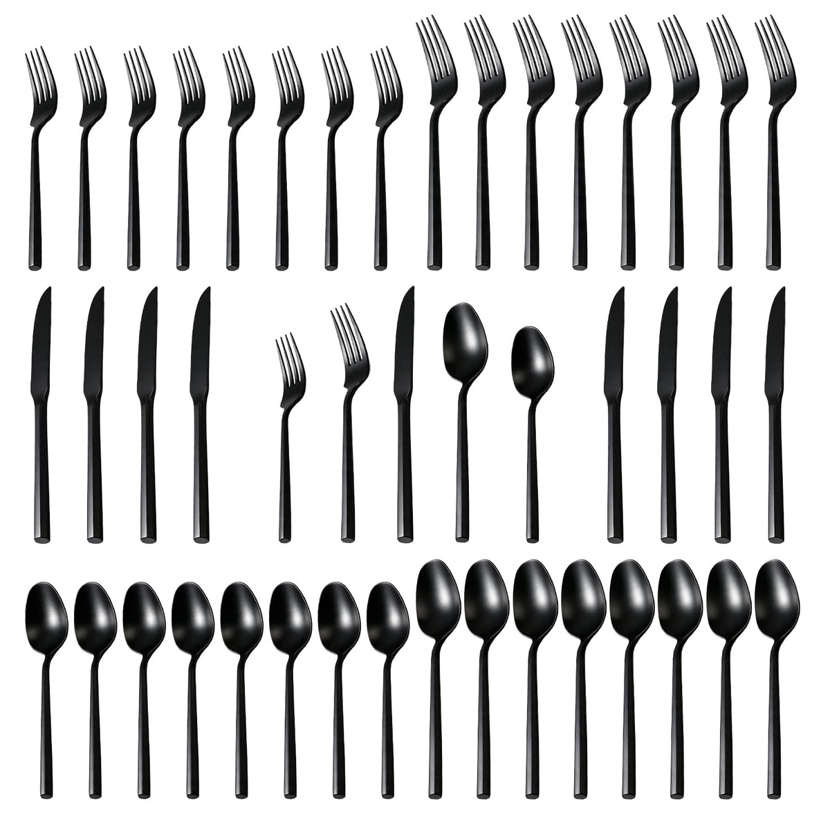 DEACORY Gold Silverware Set Matte Finish Hexagon Handle Service for 12