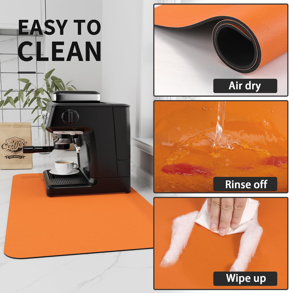 HotLive Coffee Mat - Absorbent Hide Stain Rubber Backed Dish Drying Mat for Kitchen Counter - Bar Mats for Countertops Accessories Fit Under Coffee Maker Espresso Machine