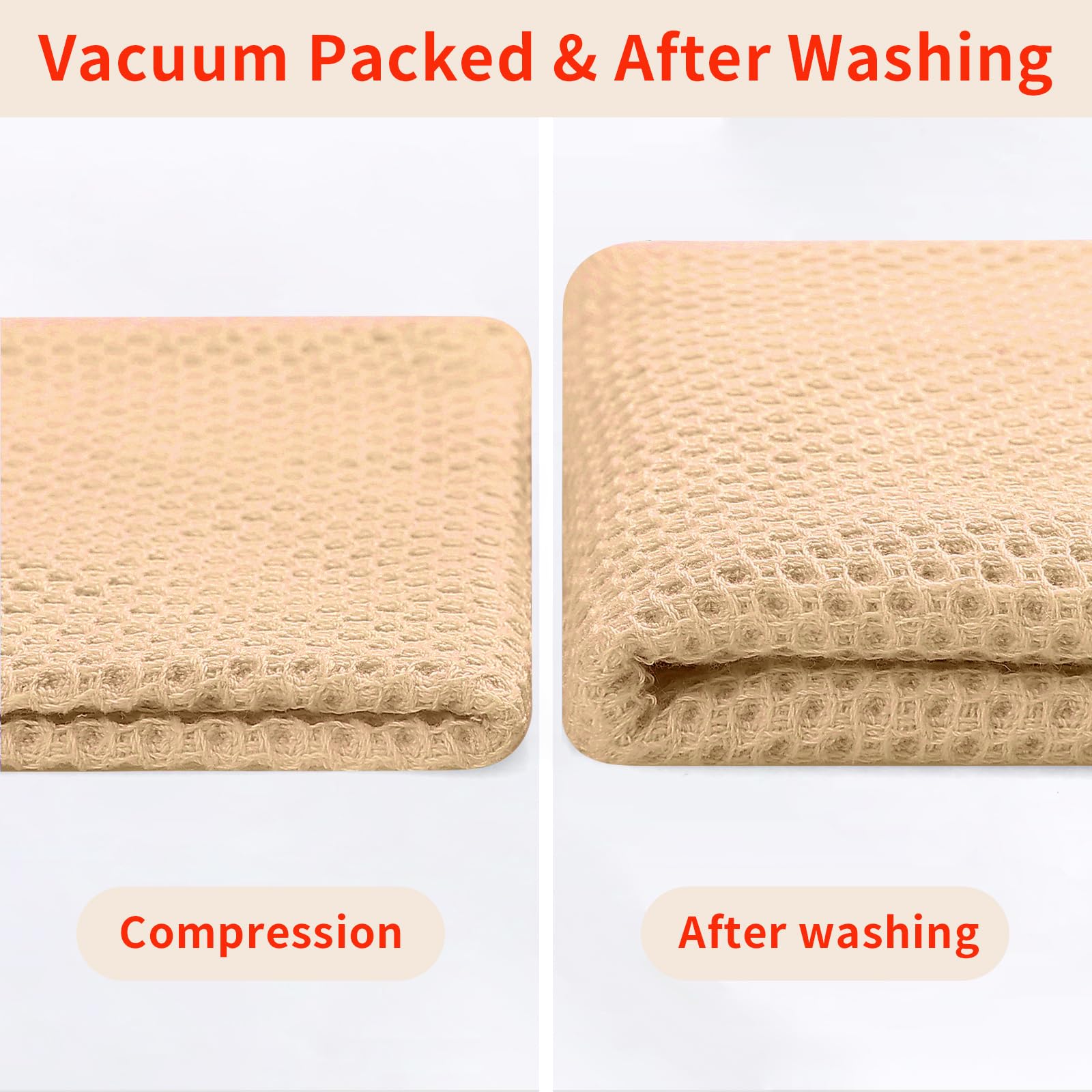 Homaxy 100% Cotton Waffle Weave Kitchen Dish Towels, Ultra Soft Absorbent Quick Drying Cleaning Towel, 13 x 28 Inches, 8-Pack, Apricot