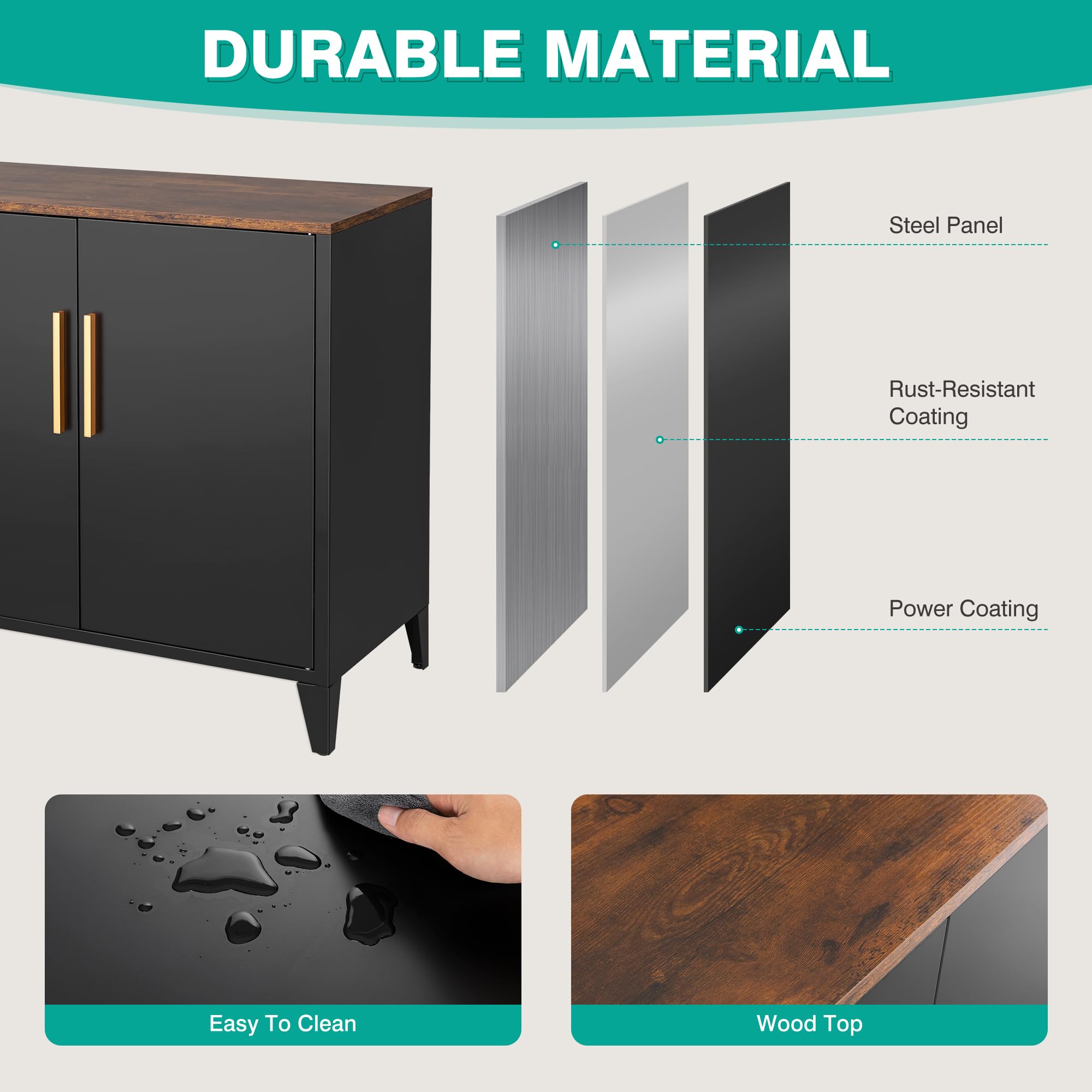 SISESOL Black Storage Cabinet with Doors and Shelves,30 inch Pantry Cabinet Sideboard with Leg,Small Accent Cabinets with Storage,Side Floor Cabinets for Home,Kitchen,Coffee Bar,Dining/Living Room