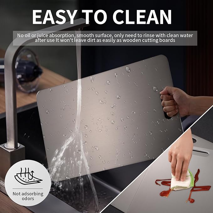 Katuchef Titanium Cutting Board 2025 New Upgrade Pure Titanium Cutting Boards for Kitchen Double Sided Cutting Boards Non Toxic,Hygiene Durable Chopping Board Suitable for Dishwasher Safe(15.35*11.02)