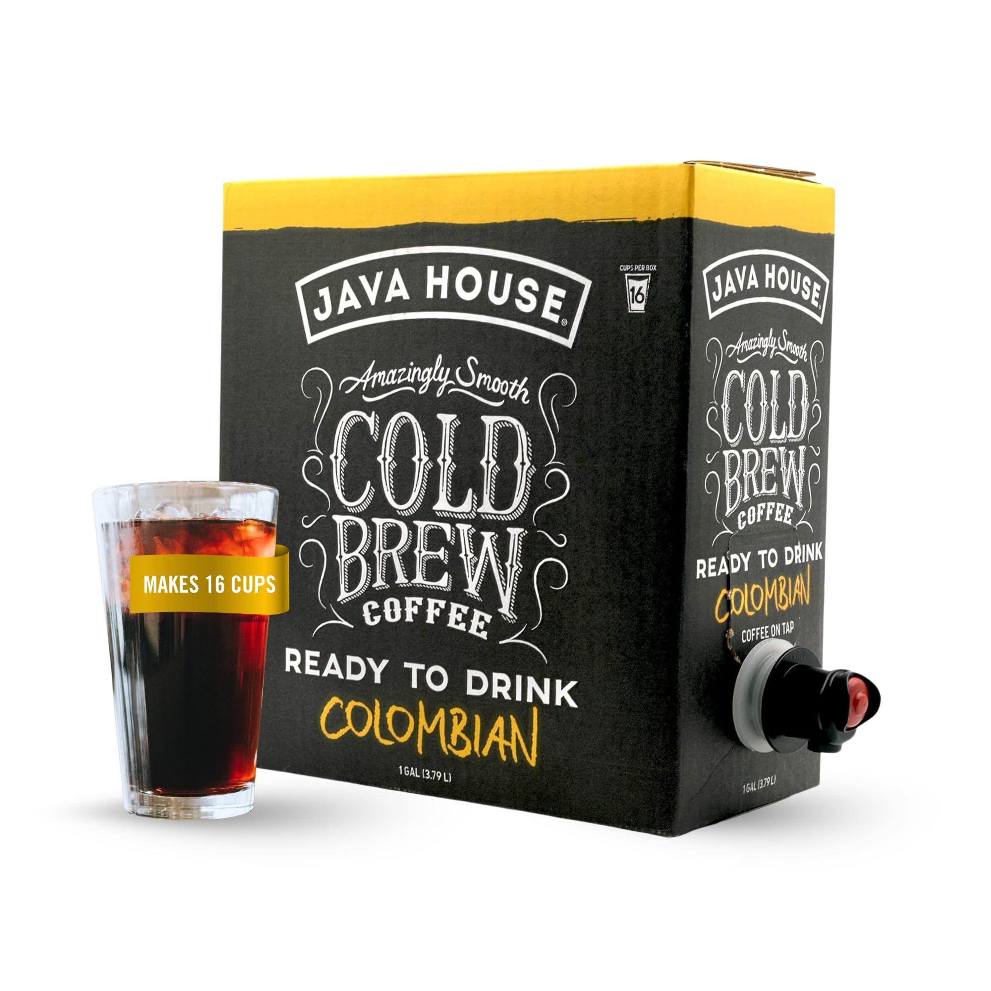 Java House Cold Brew Coffee On Tap, (128 Fluid Ounce Box) Not a Concentrate, No Sugar, Ready to Drink Liquid (Colombian Roast)