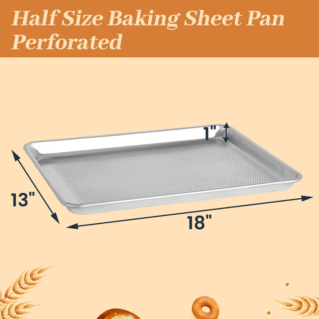STEELUS 6 Pack Perforated Half Size Aluminum Baking Sheet Pans, 18"x13"