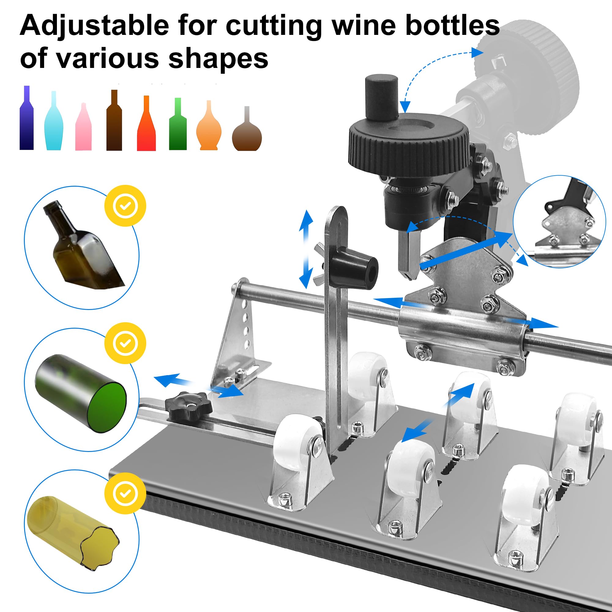 Smasener Wine Bottle Cutter,Glass Bottle Cutter Set, Wine Bottle Cutter Tools, Curved Glass Cutting Tool for Round and Square Bottles, [Stainless Steel 201]Bottle DIY Craft Kit