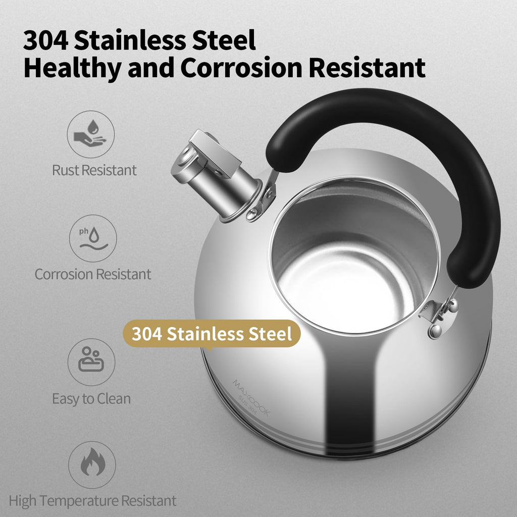 MAXCOOK Tea Kettle, 5.7QT 6L Whistling Tea Kettle for Stove Top