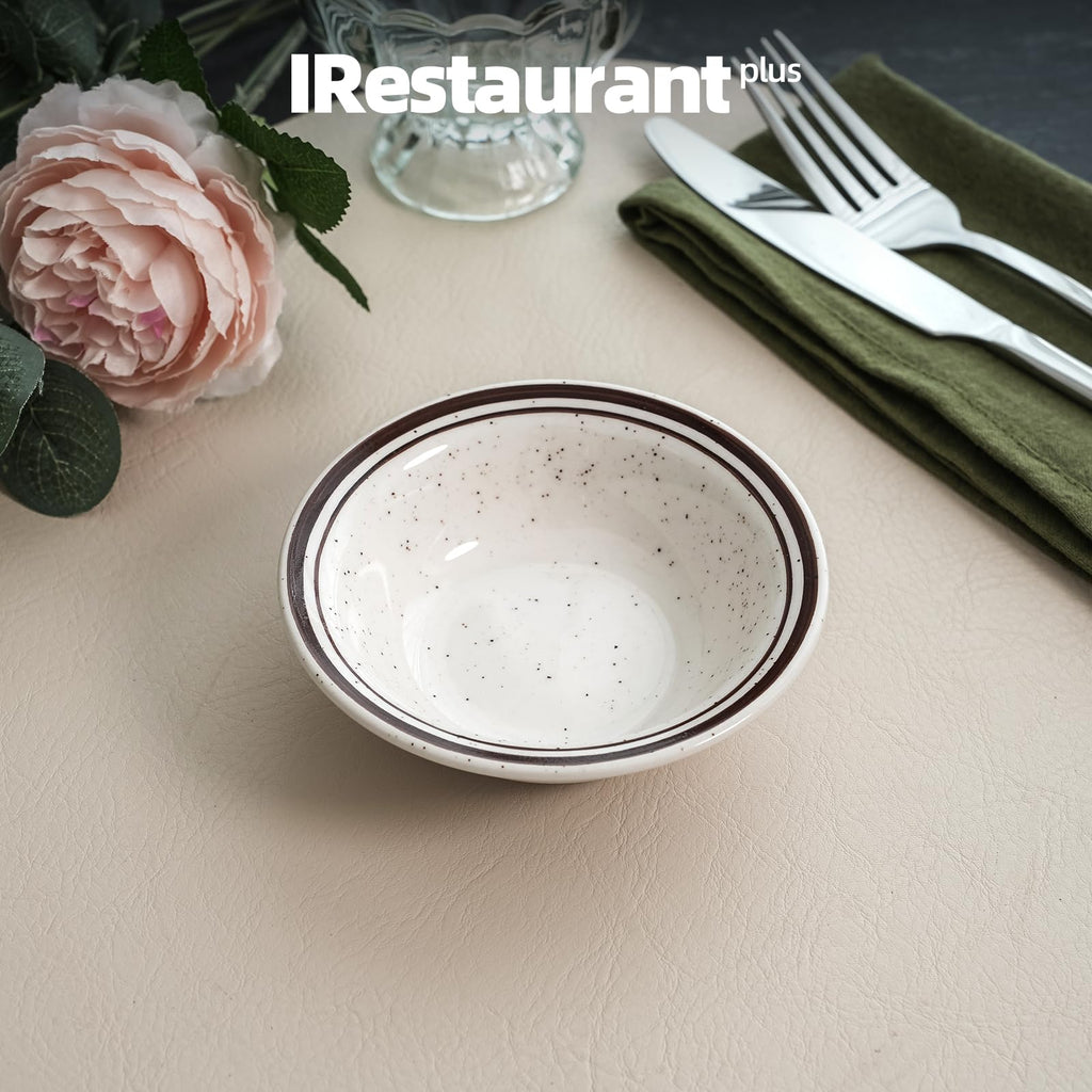 IRESTAURANT PLUS Stoneware Narrow Rim Commercial Grade Dinnerware (Brown Speckle, Fruit 4.5oz)