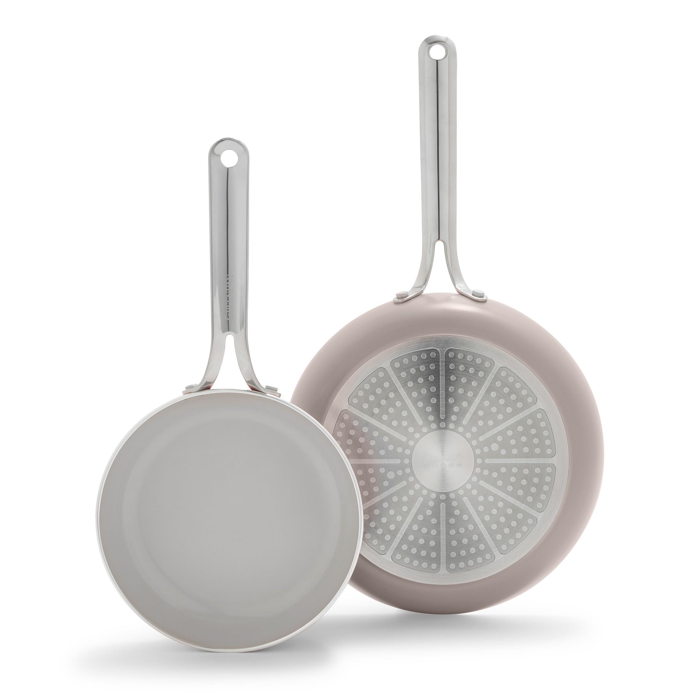 GreenPan Nova 8” & 10” 2 Piece Frying Pan Skillet Set, Oprah’s Favorite Things 2024, Induction Suitable PFAS-Free Nontoxic Ceramic Nonstick, Dishwasher & Oven Safe, Quick Even Heating, Clay