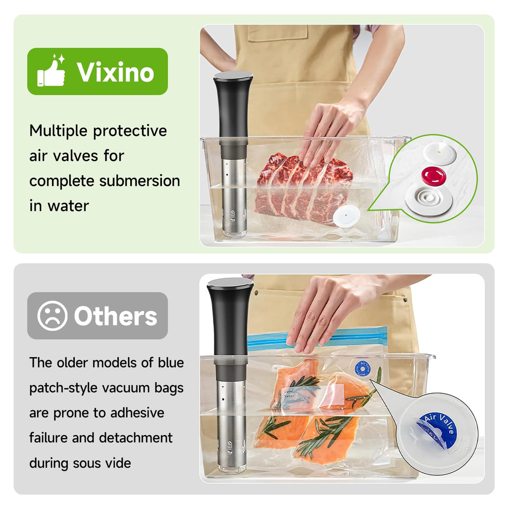 Vixino Vacuum Sealer Bags, 30 Reusable Vacuum Sealer Bags for Food, BPA-Free, Meal Prep and Sous Vide Cooking,Works for Handheld Sealer and Vac Sealer Machine with External Vacuum Systems