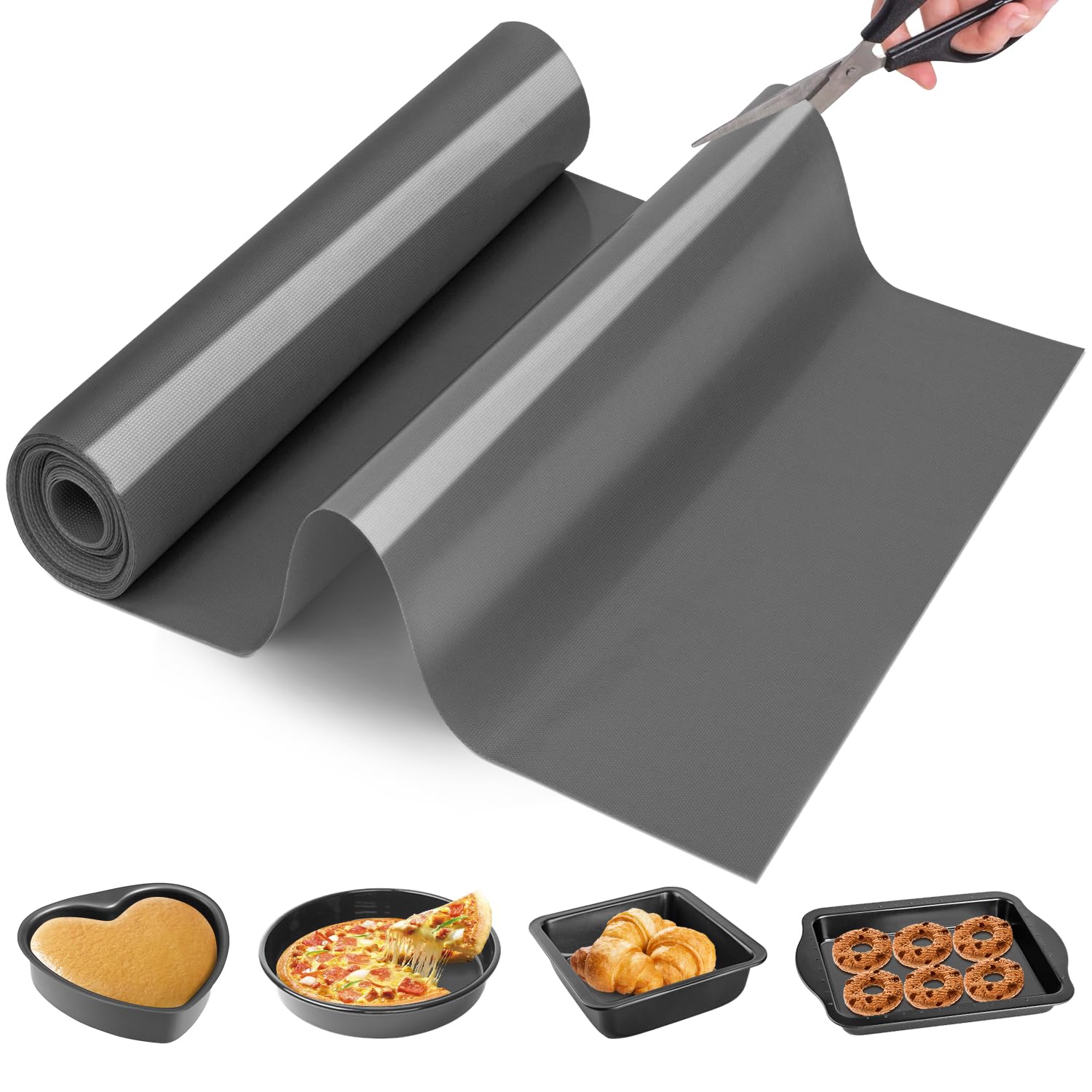 Silicone Baking Mat Roll- Cut To Size Silicone Mat - Reusable Baking Mat, Silicone Pastry Mats for Rolling Dough, Non Stick Food Grade Silicone Sub Mat Roll, Kitchen Counter Mat