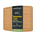 Keechee Dishwasher Safe Bamboo Cutting Boards 15.4x11.7in Heat-Resistant Chopping & Charcuterie Board with Juice Groove, Durable Lightweight Kitchen Essentials for Meat, Vegetables, Easy Clean