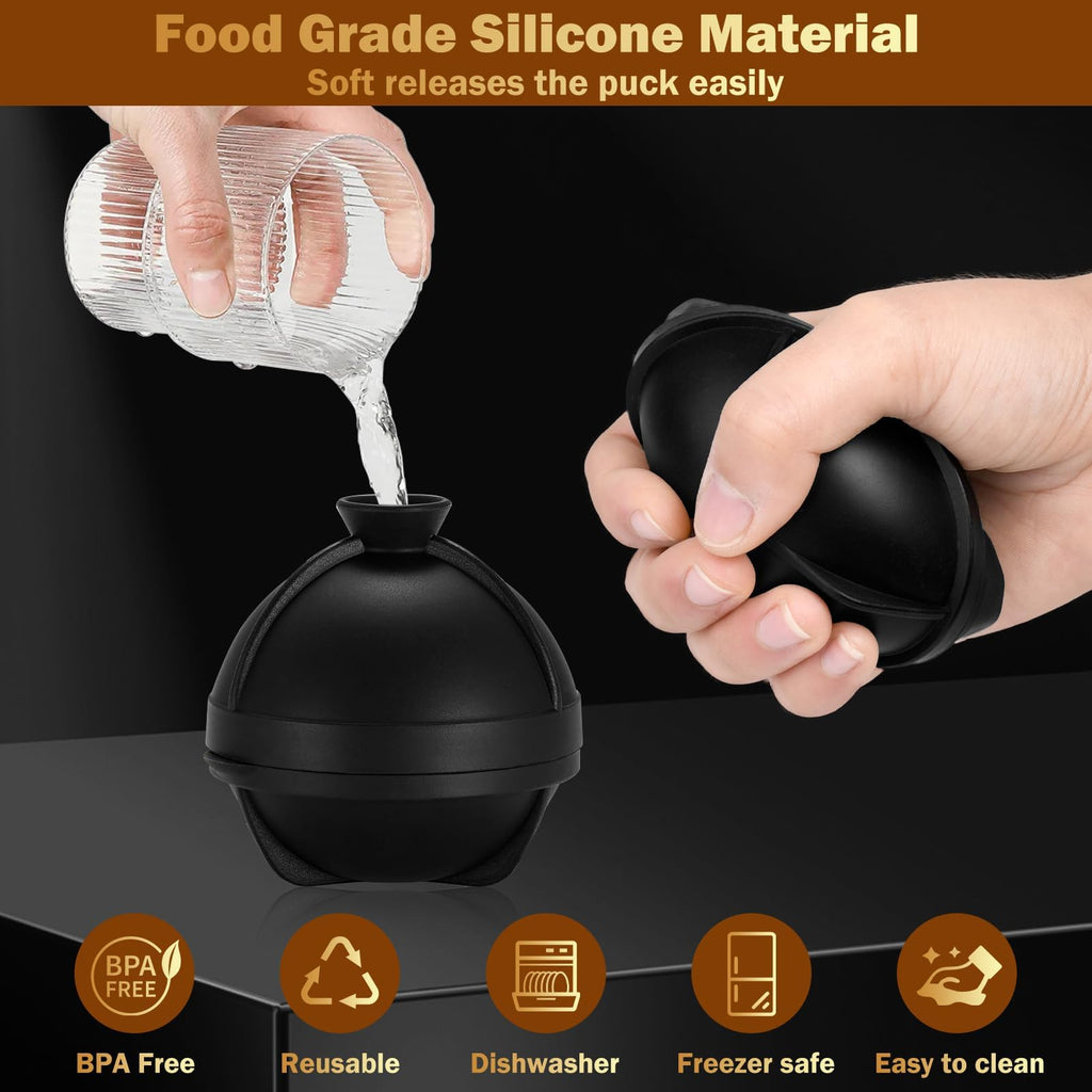4 Pack Golf Ball Ice Cube Mold 2.5 Inch Large Silicone 3D Golf Ball Ice Cube Molds Novelty Golf Ball Cube Molds Christmas Gifts for Cocktails, Bourbon,Brandy, Whiskey (4, Golf Ball)