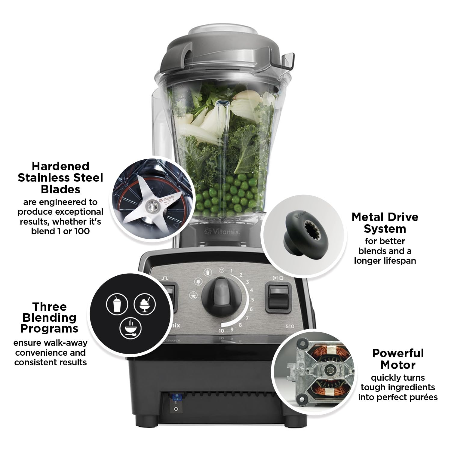 Vitamix Propel 510 Blender with Simply Smoothies Cookbook, 3 Preset Blending Programs, Professional-Grade, 48-oz Container, Slate