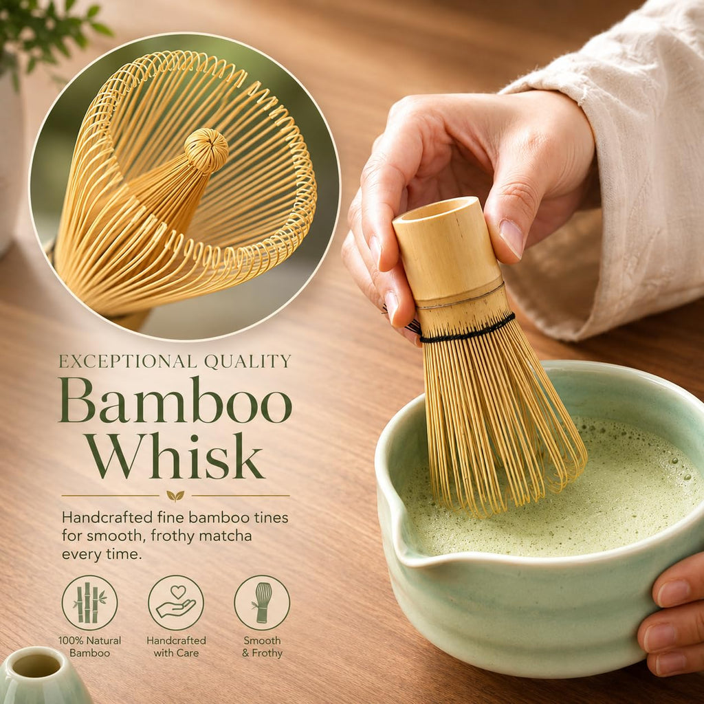 Buucup Japanese Matcha Set with Ceramic Bowl, Whisk & Bamboo Scoop