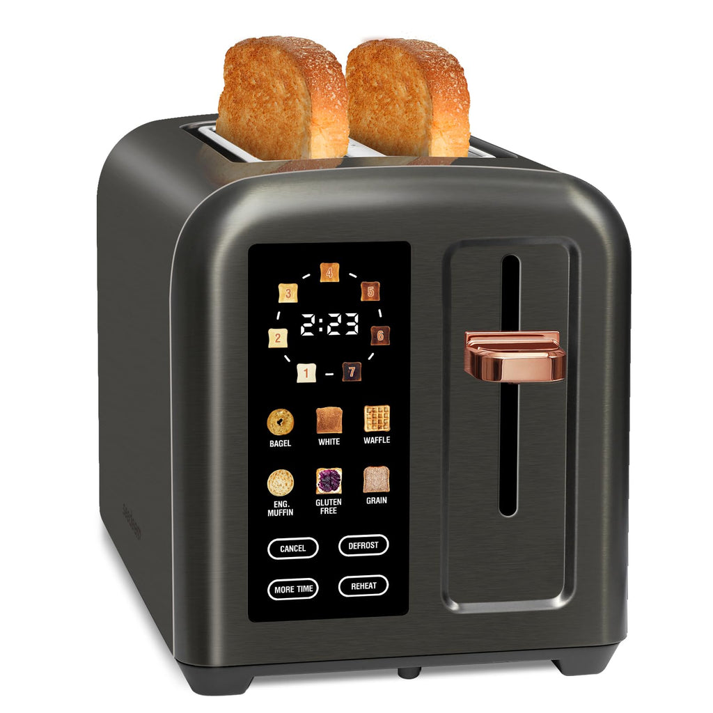 SEEDEEM Touchscreen Toaster 2 Slice, 7 Shade, Stainless, 1350W Dark Metallic
