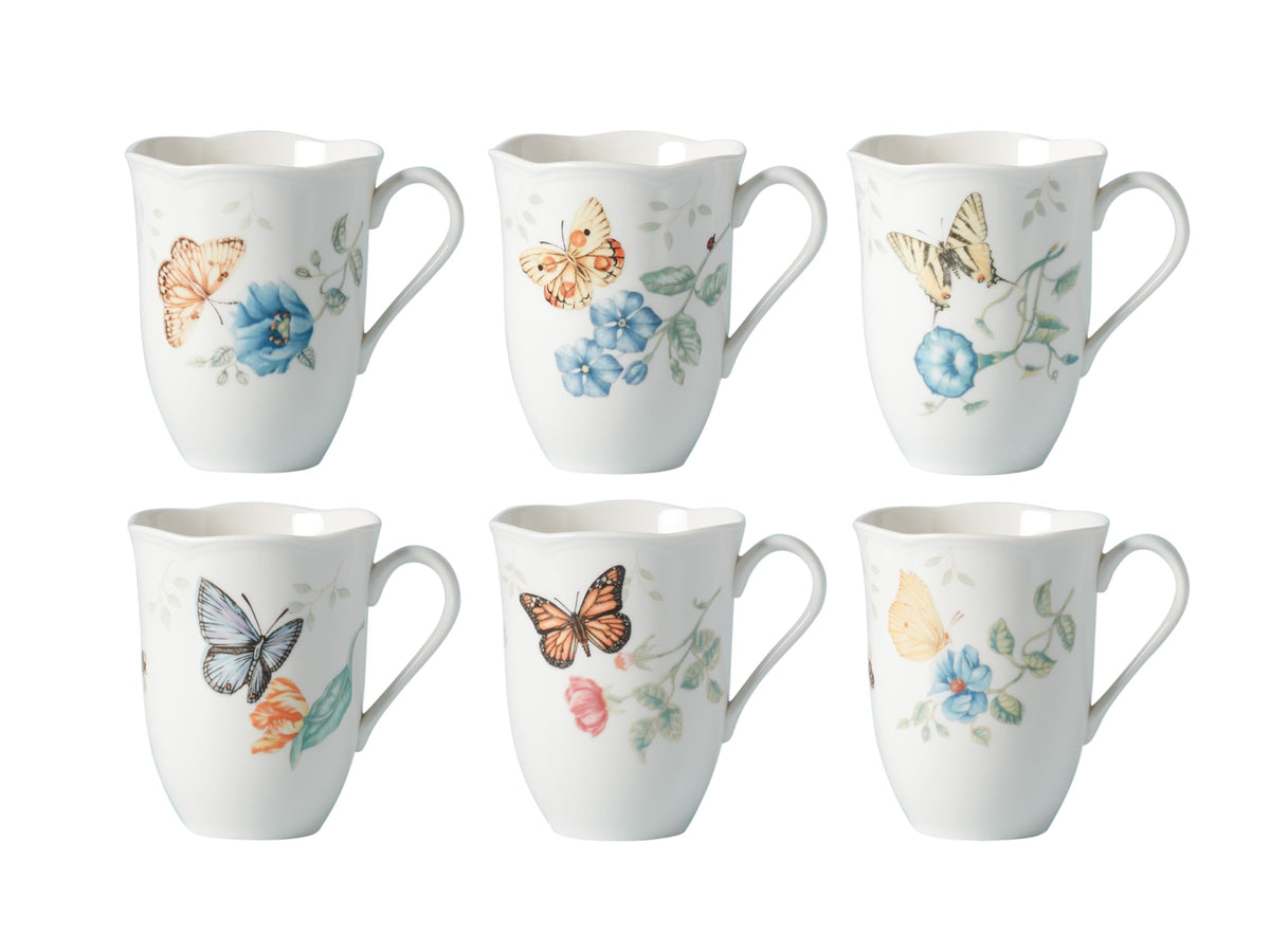 Lenox Butterfly Meadow Porcelain Mug Set for 4, 12oz